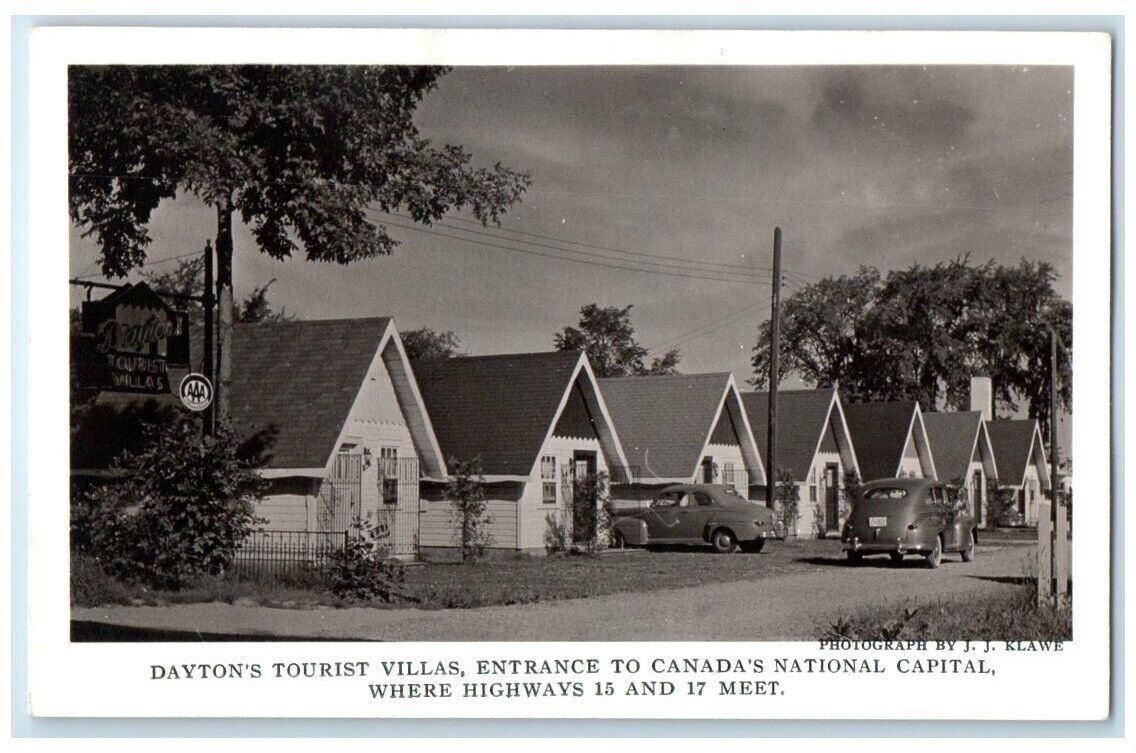 c1940's Dayton's Tourist Villas Hwy 15 Hwy 17 Toronto Canada RPPC Photo Postcard