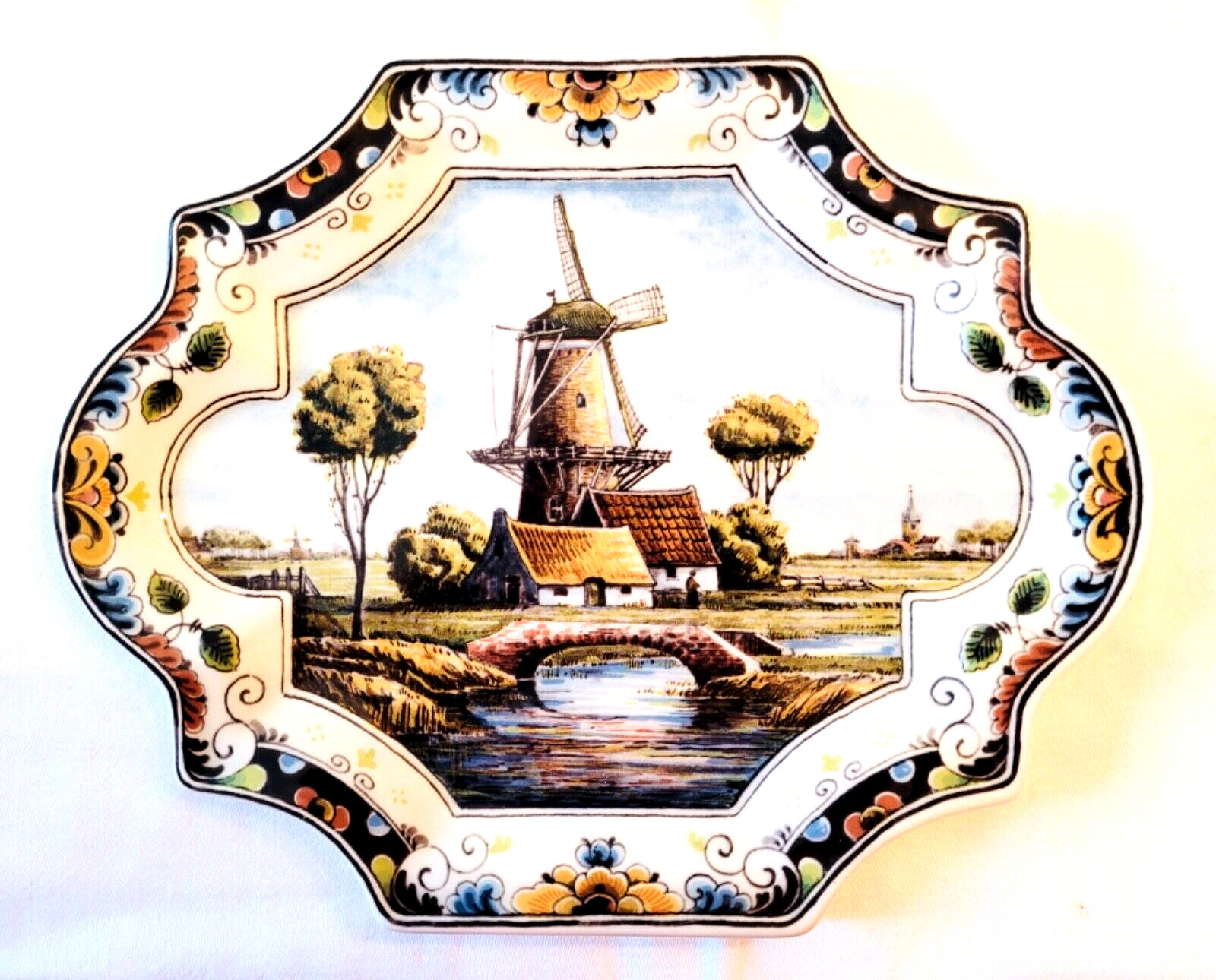 Delfts Westraven Polychrome Windmill Wall Plate Plaque