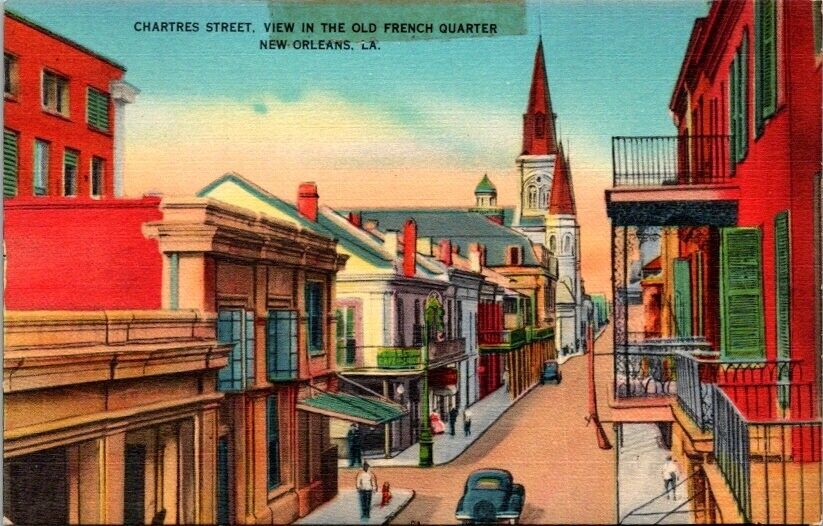 Postcard Chartres Street the Old French Quarter New Orleans Louisiana LA    8192