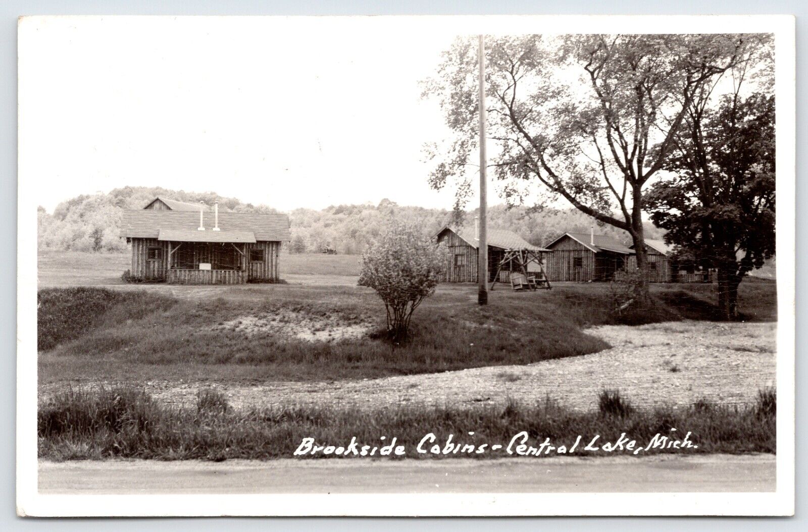 Postcard RPPC, Brookside Cabins, Central Lake, Michigan Posted 1949