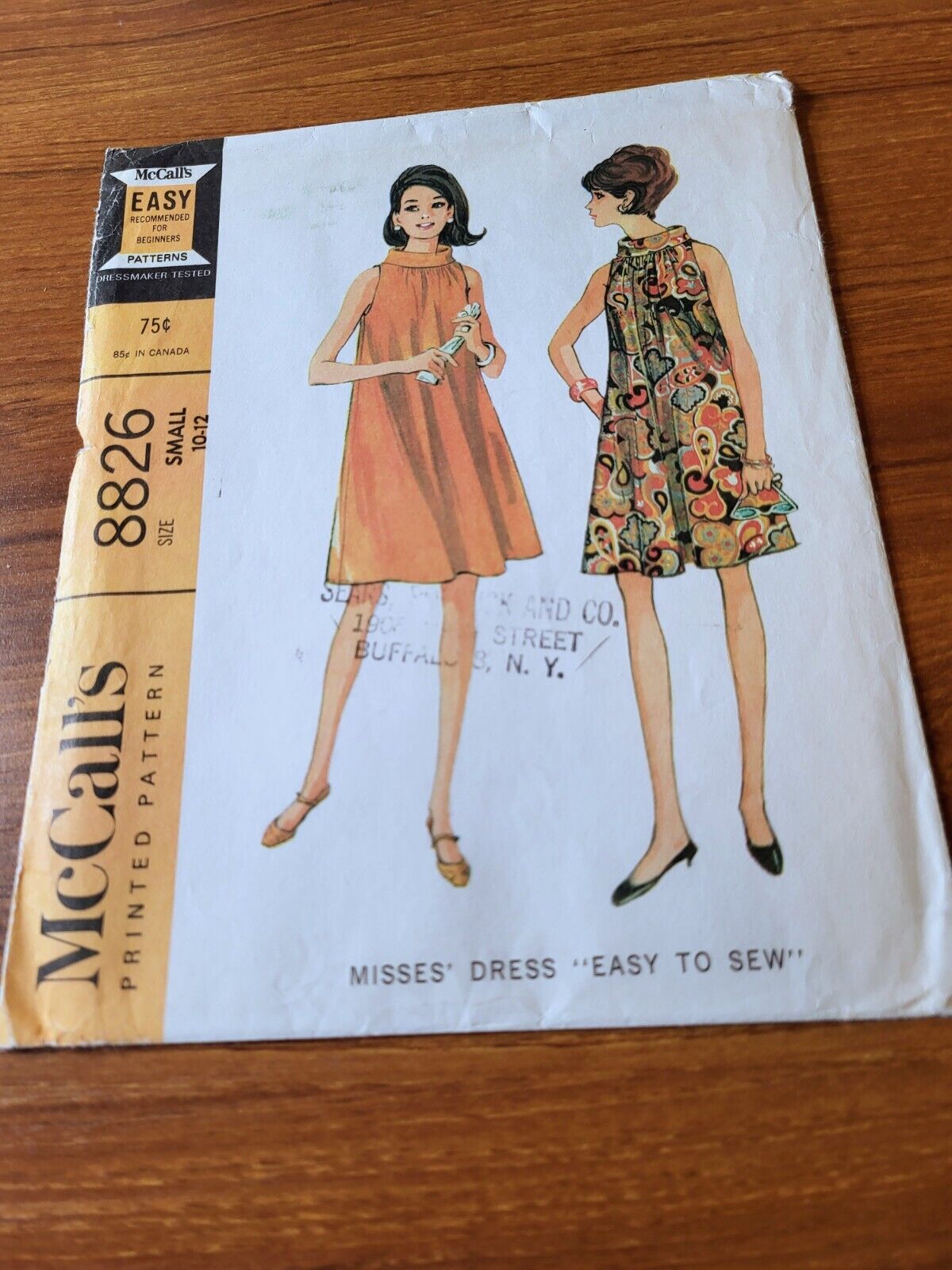 1960s MCCALL’S 8826 Sewing Pattern Flared Dress Size Small 10-12 Uncut, FF