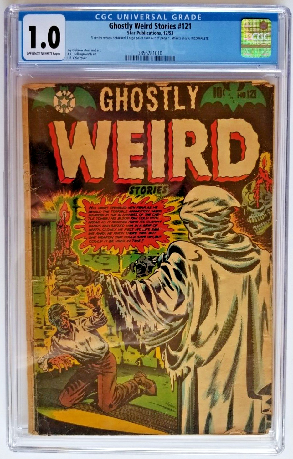 GHOSTLY WEIRD STORIES #121 CGC FR 1.0 STAR 1953 L.B.COLE COVER HOLLINGSWORTH ART