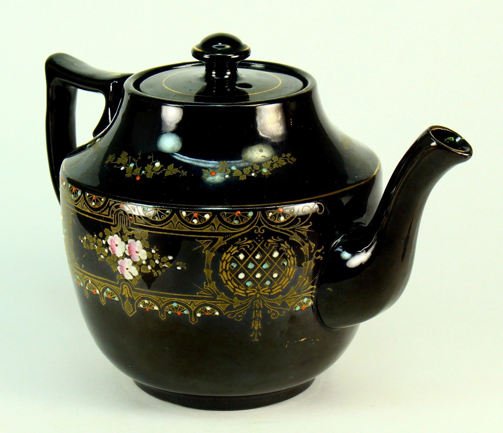  c.1911 GIBSON & SONS Albany & Harvey Brown Luster LUCERNE Teapot Burslem G&S