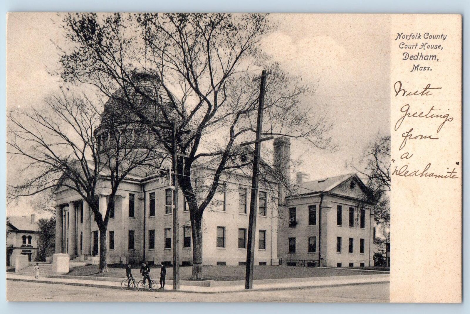 Dedham Massachusetts MA Postcard Norfolk County Court House Scene c1905s Antique