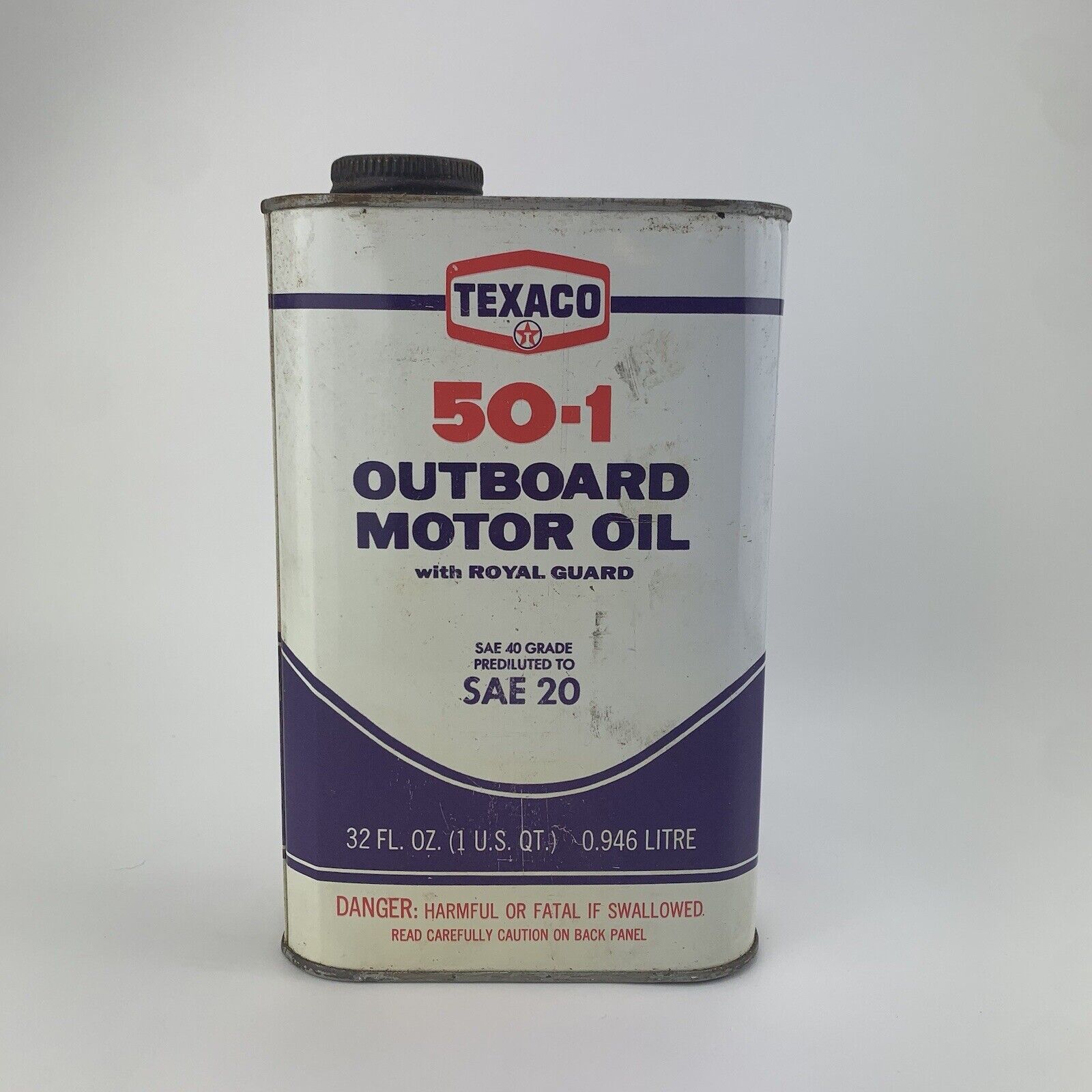Vintage 1973 TEXACO Outboard Motor OIL CAN empty