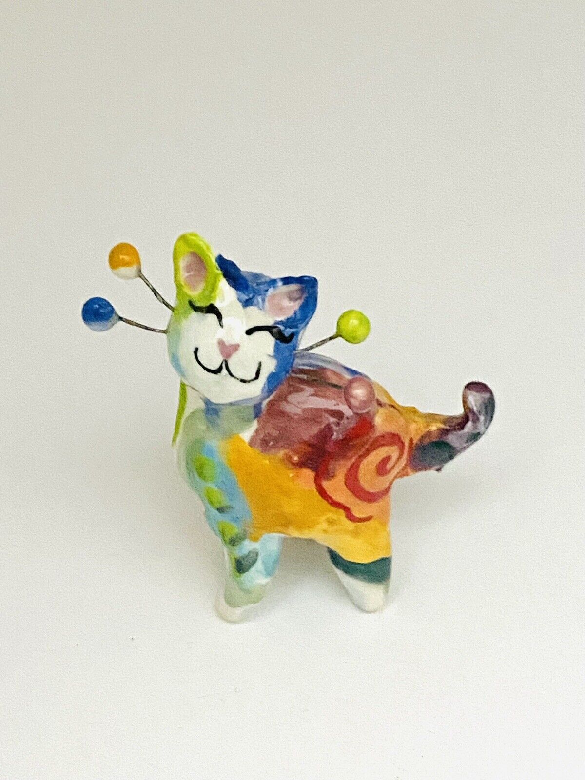 Rare Amy Lacombe Miniature Bright Colorful Kitty Cat Estate Meow