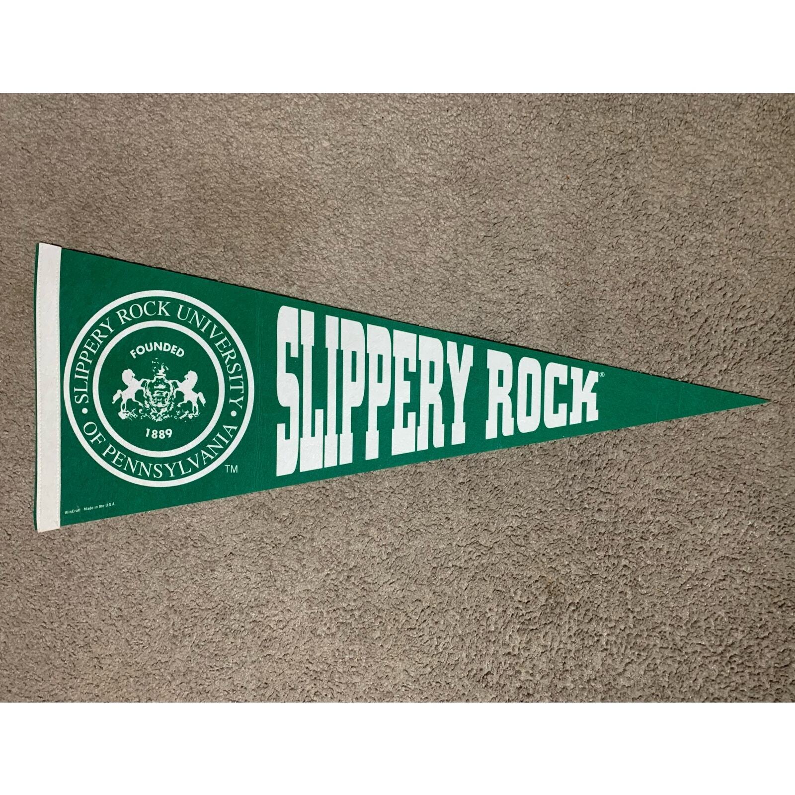 Vintage Slippery Rock University The Rock 12X30” Felt College Pennant NO RESERVE