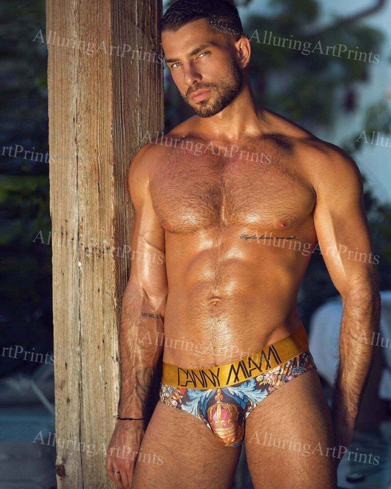 8x10 Male Model Photo Print Muscular Handsome Beefcake Shirtless Hunk -N1066