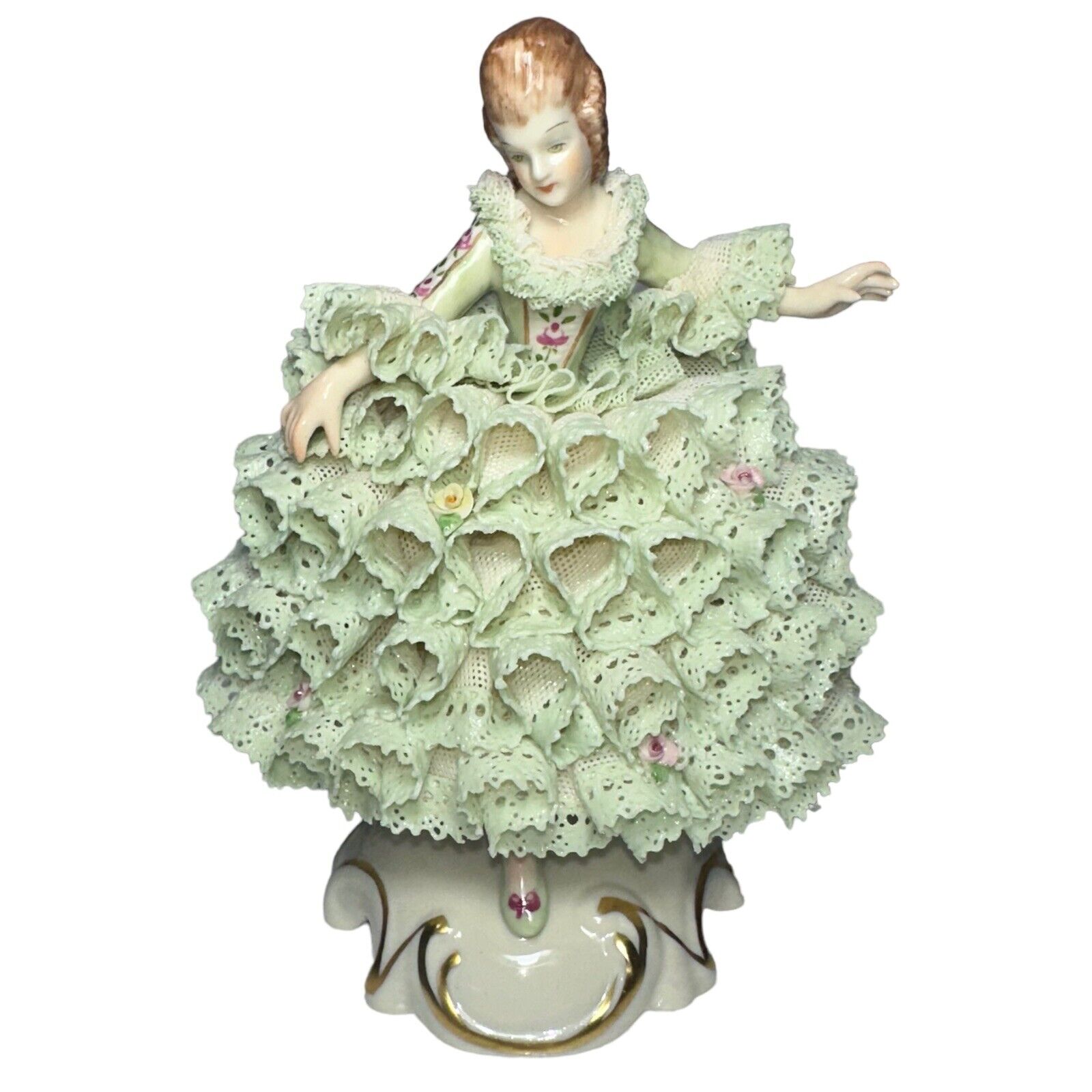 Beautiful Irish Dresden Lady Sarah Emerald Collection Lace Doll Figurine