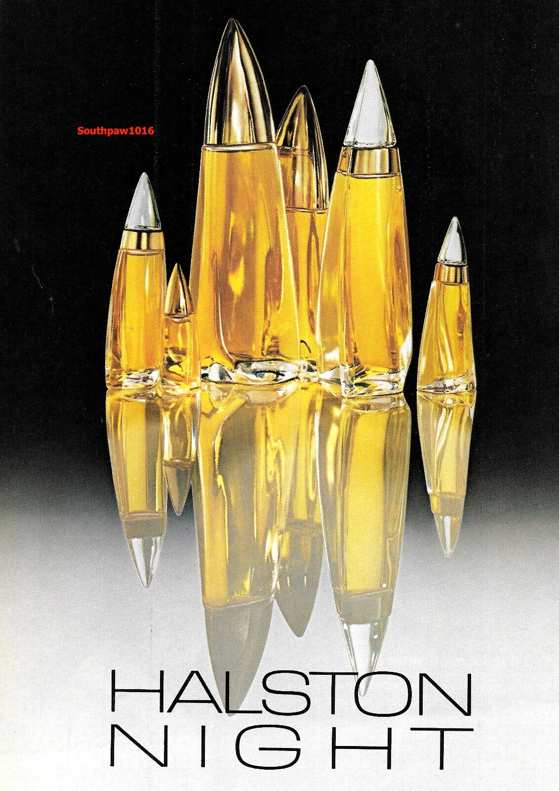 1981 Halston 'Night' Perfume Original Vintage Print Ad