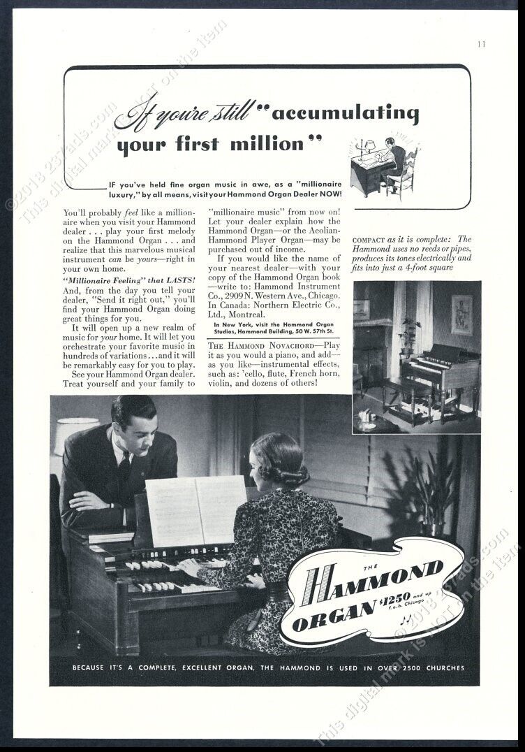 1940 Hammond Organ 2 photo vintage print ad