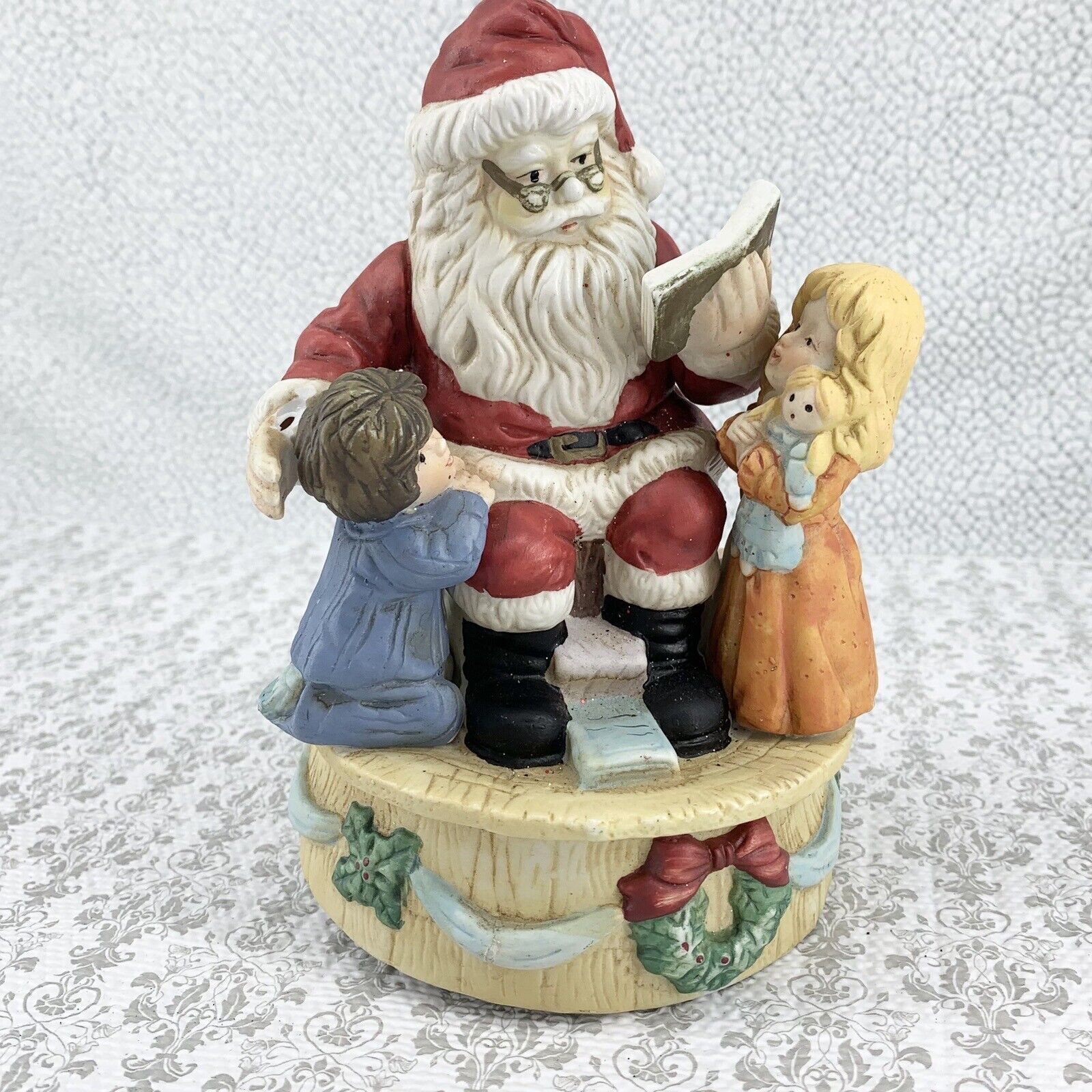VTG Santa Claus & Children Rotating Musical Christmas Decor 90s Whimsical *READ*