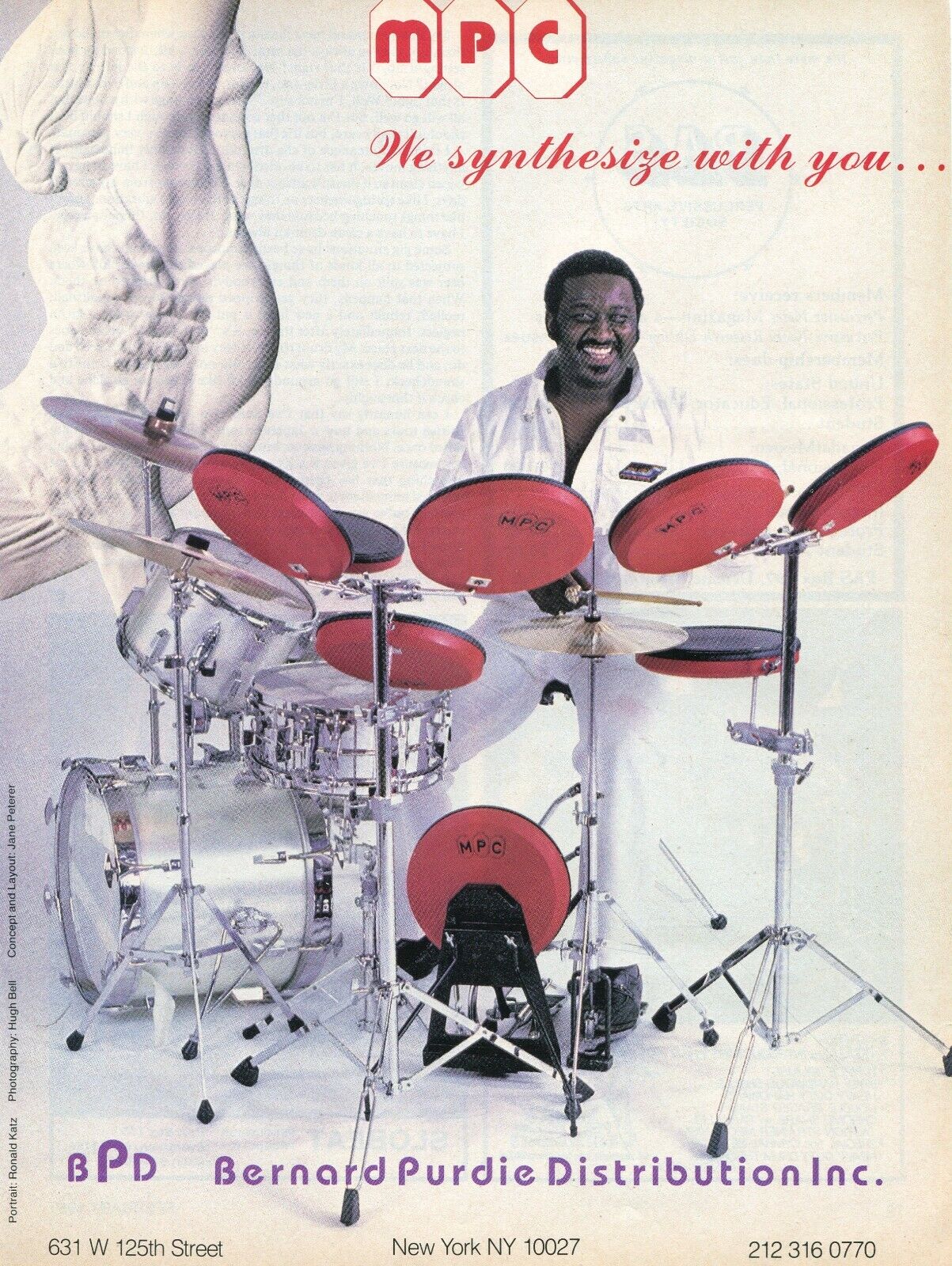 1985 Print Ad of MPC Electronic Drum Kit BPD Bernard Purdie Distribution