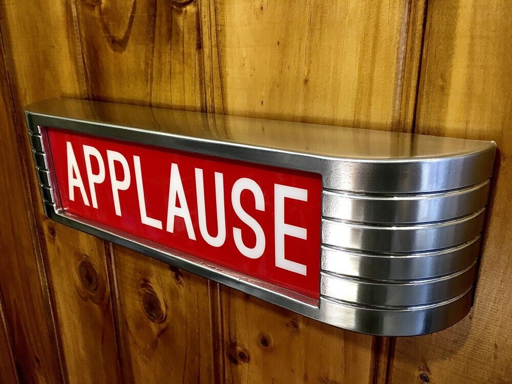APPLAUSE light up sign old Faux Chrome look RCA style warning 14\