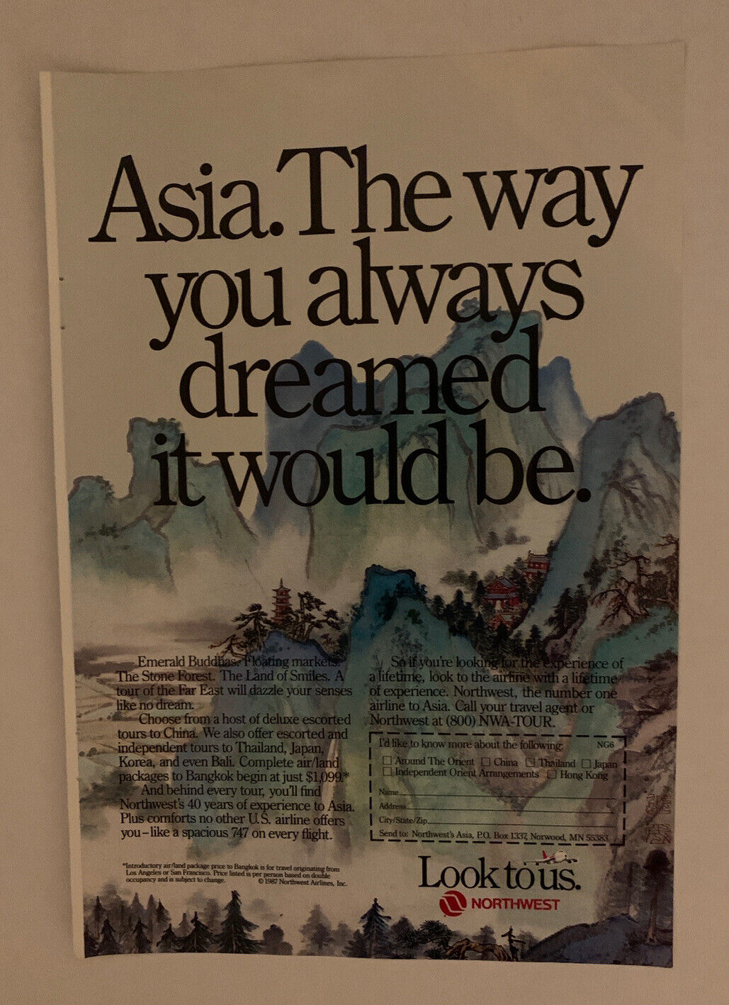 1996 Northwest Airlines Print Ad Original Asia The Way You Dreamed It Would Be