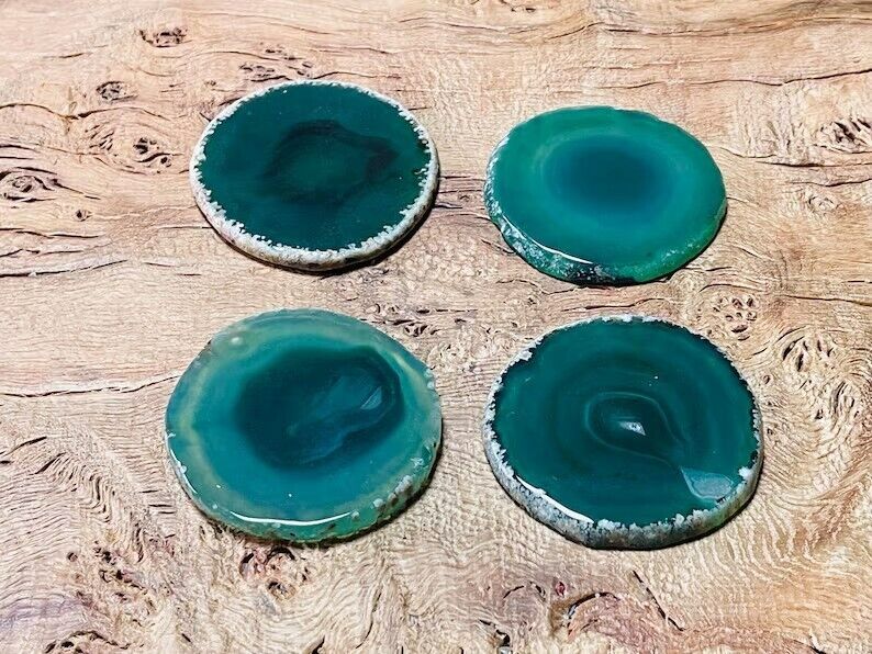 Natural Green Agate Slice Geode Drink Cup Coaster Housewarming Christmas Gift