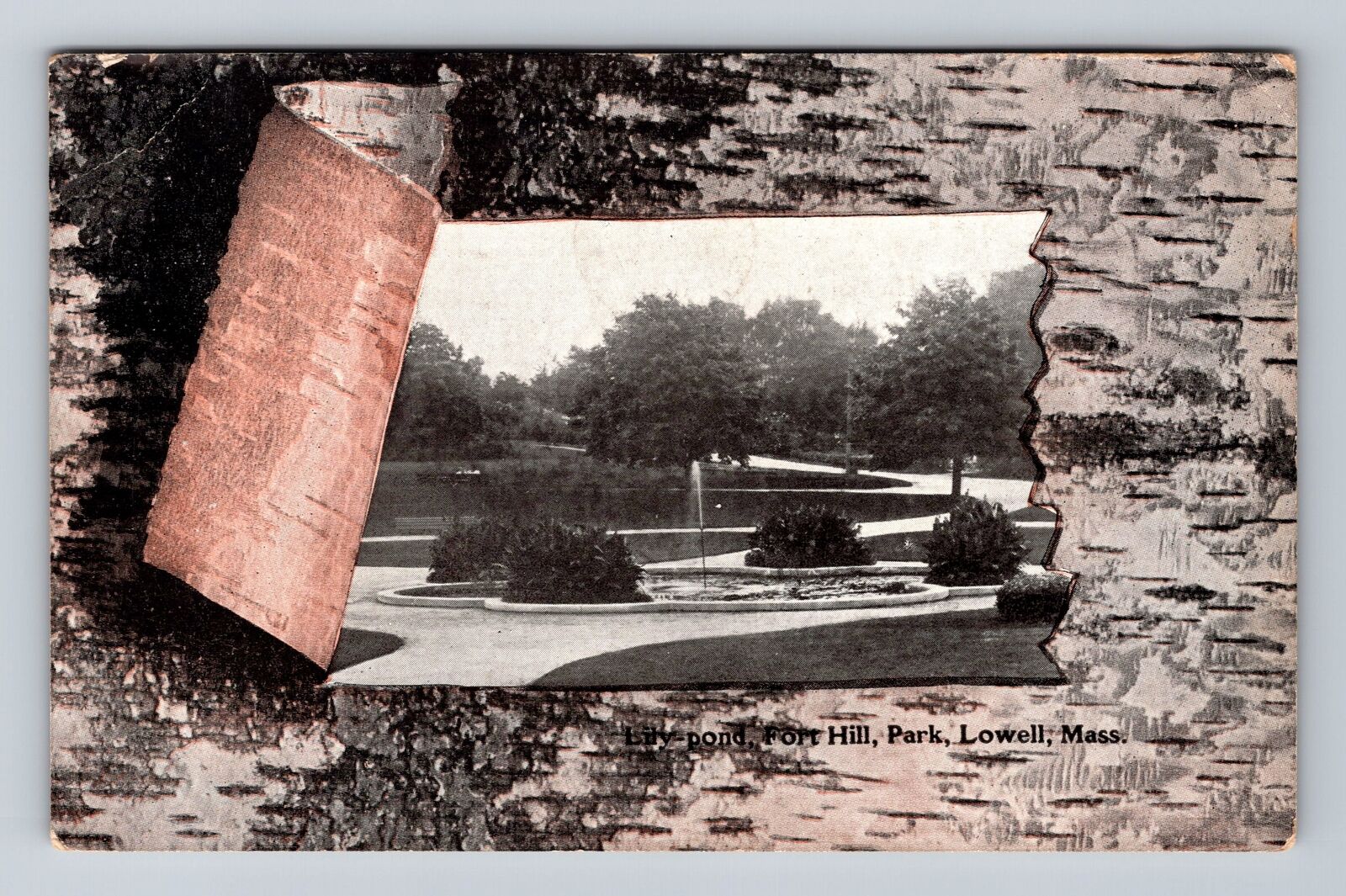 Lowell MA-Massachusetts, Fort Hill Park Lily Pond Antique Vintage c1907 Postcard