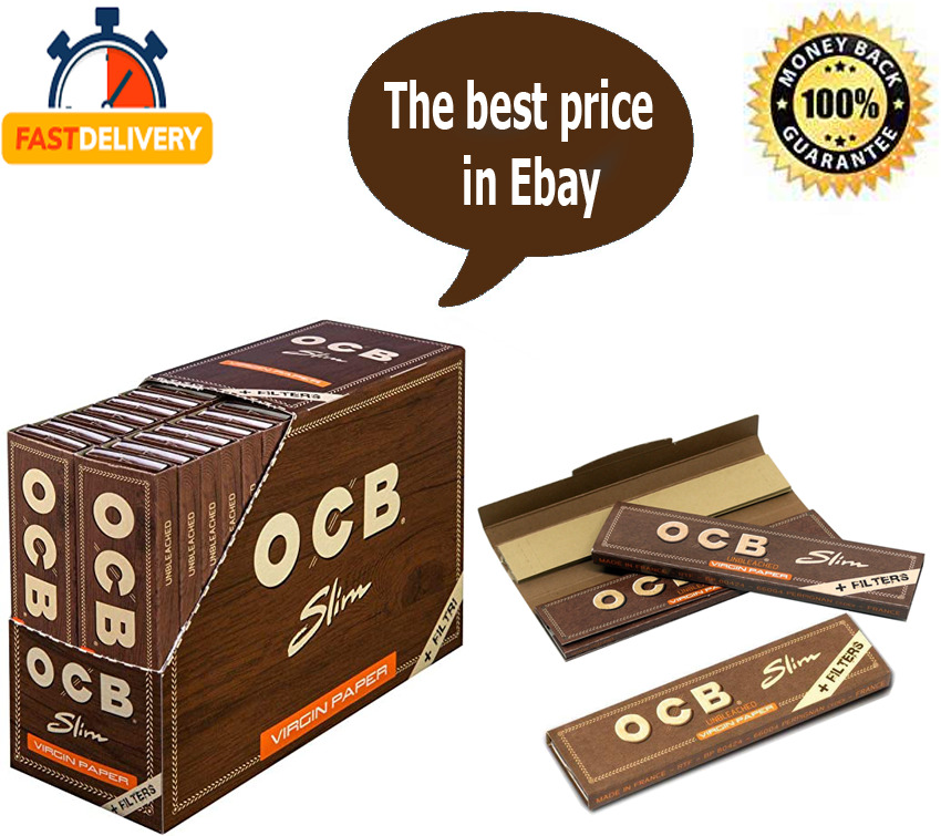 2 x Box OCB Brown Virgin King Size Filter +Tips Rolling Papers 32 Booklets