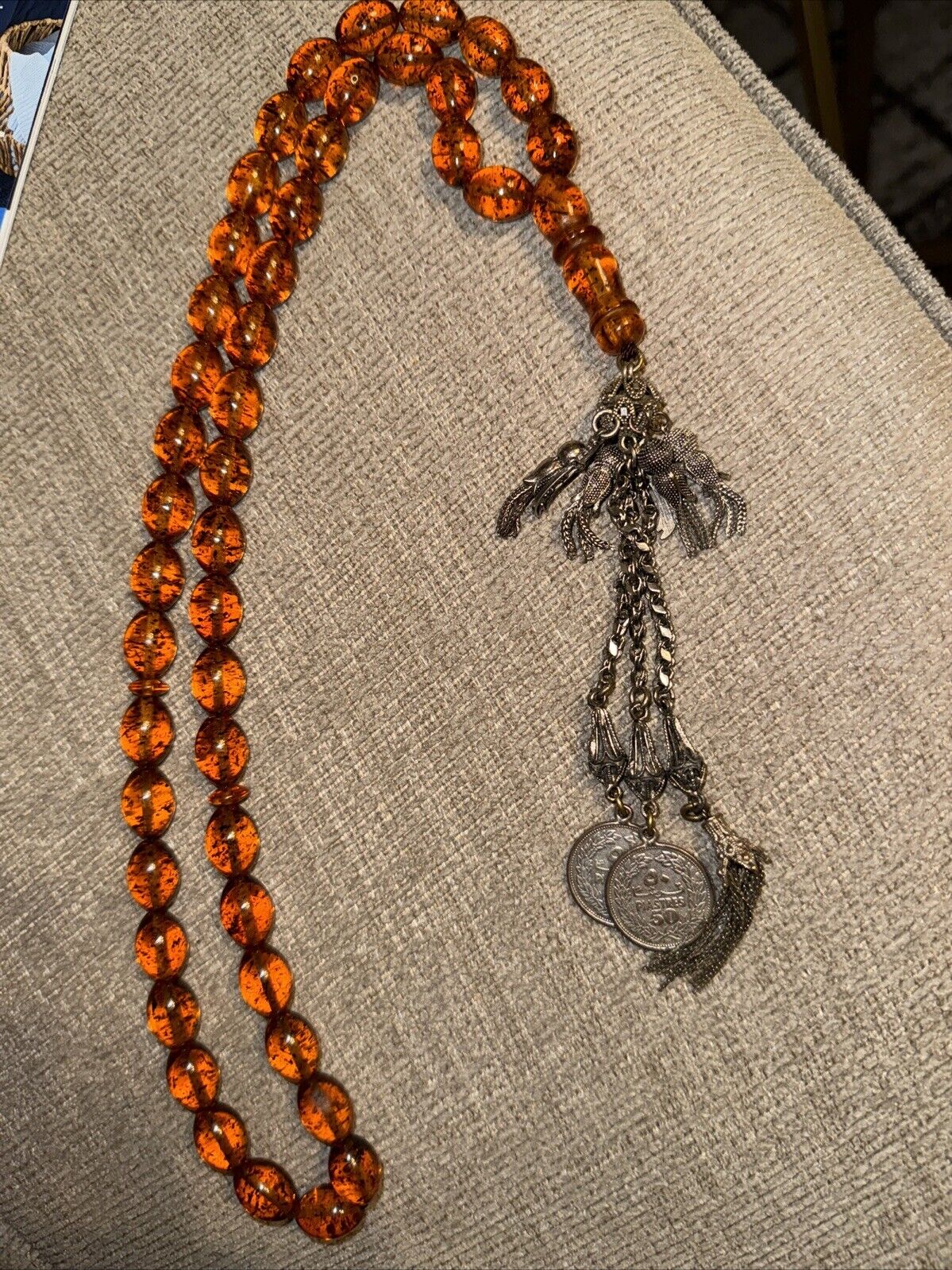 rosary Amber Beads Original Vintage