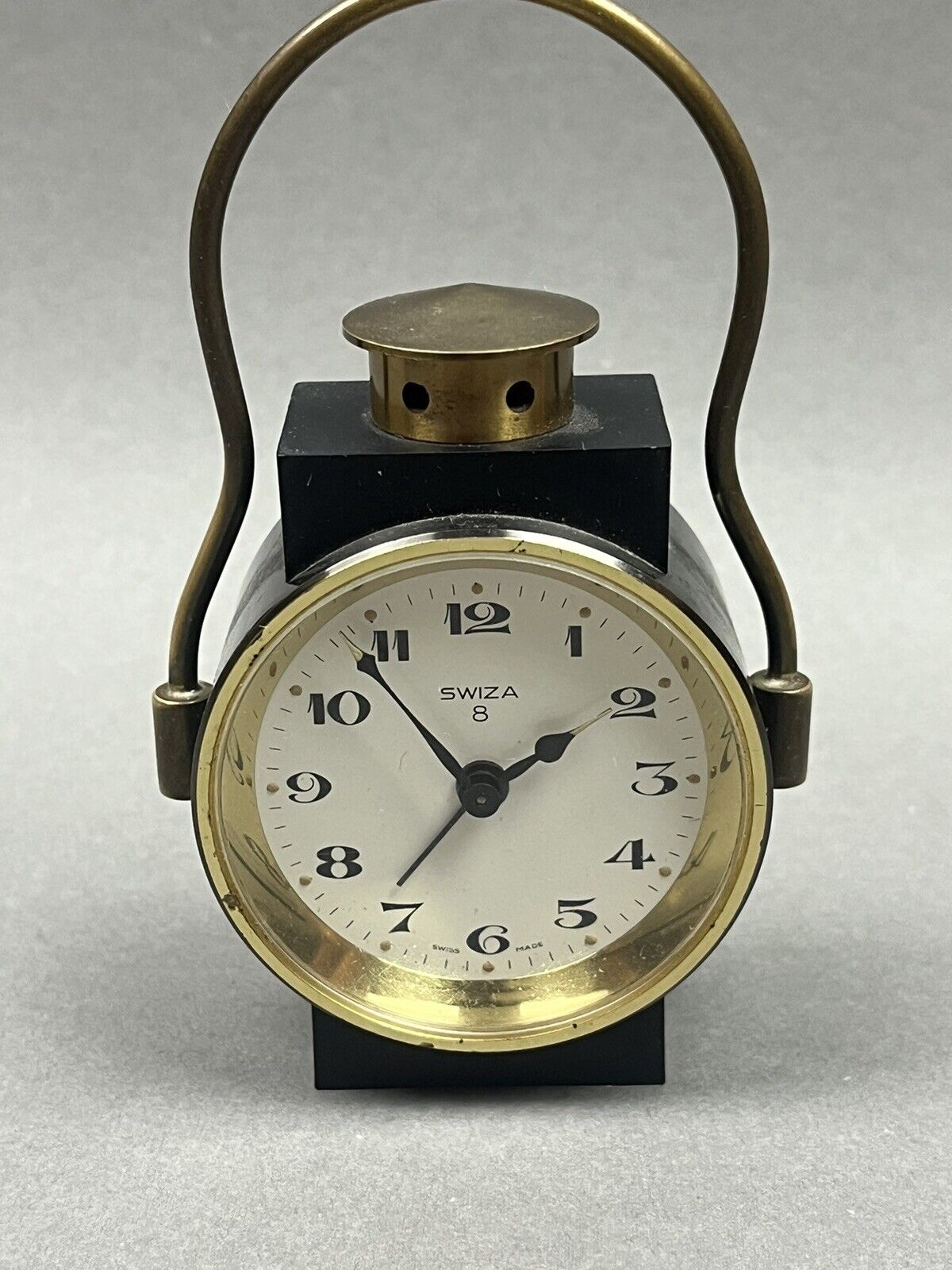 Vintage SWIZA 8 Alarm Clock -  Railroad Train Lantern Style - Wind Up - Working