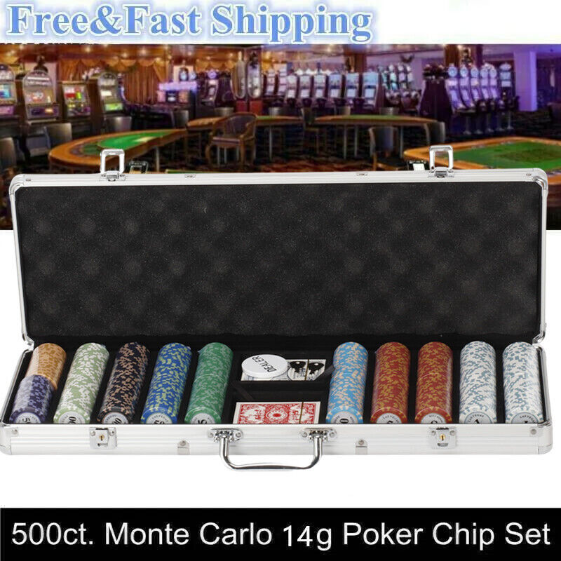  500ct. Monte Carlo Poker Set 14g Clay Composite Chips w/ Aluminum Case