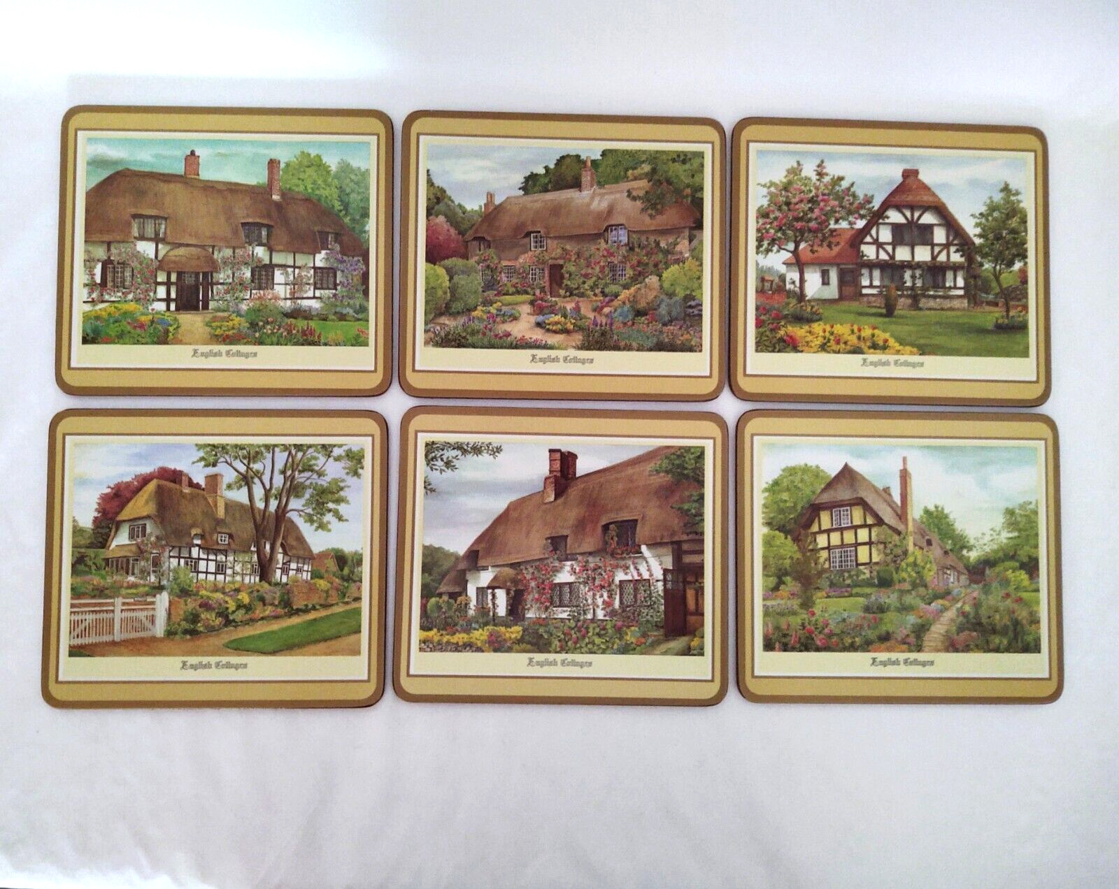Pimpernel DeLuxe Finish Cork Placemats Vintage English Cottages New Set of 6