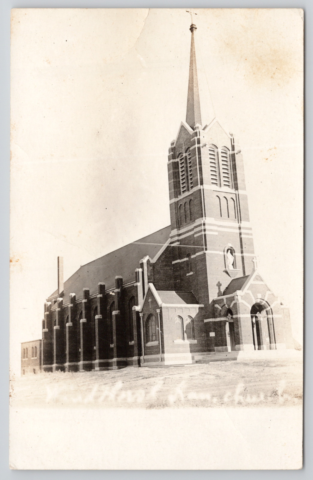 RPPC Norwood MN Immaculate Heart of Mary Catholic Church Real Photo Postcard