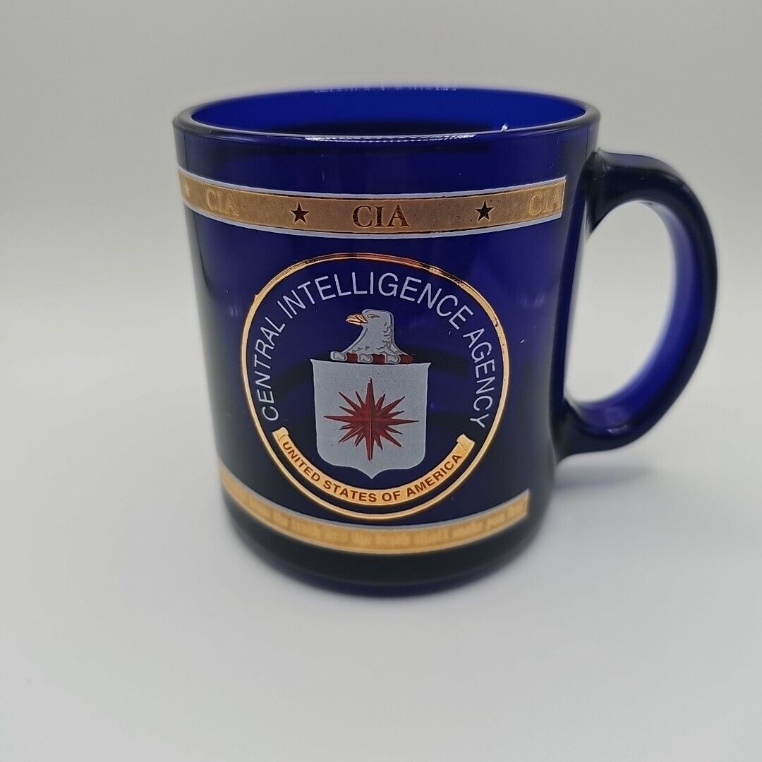 C.I.A. COFFEE MUG, COBALT BLUE 12oz. CREST & CREDO CIA USA