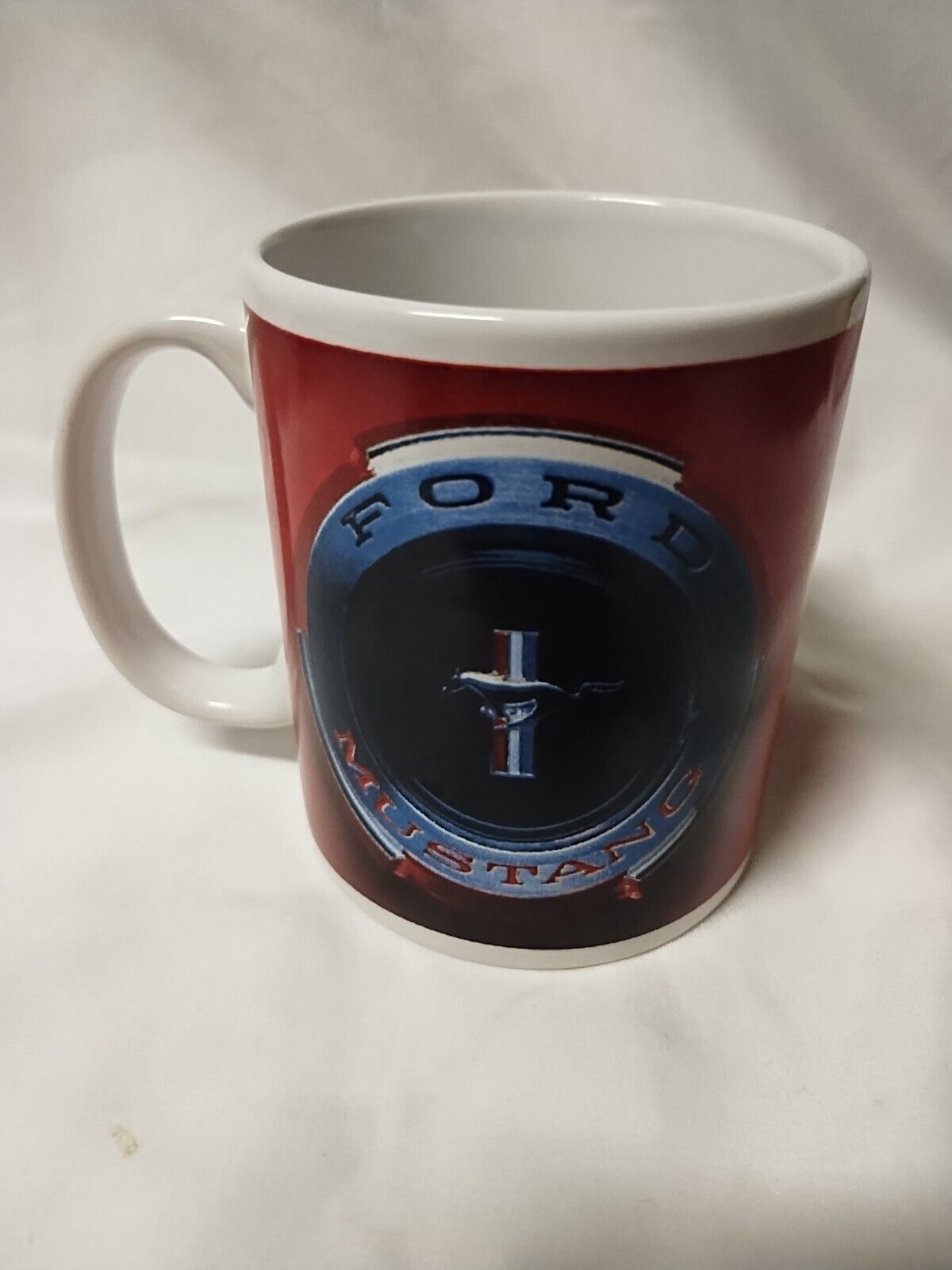 Ford Official Licensed Mustang Coffee Mug 1965 Gas Cap Red & White