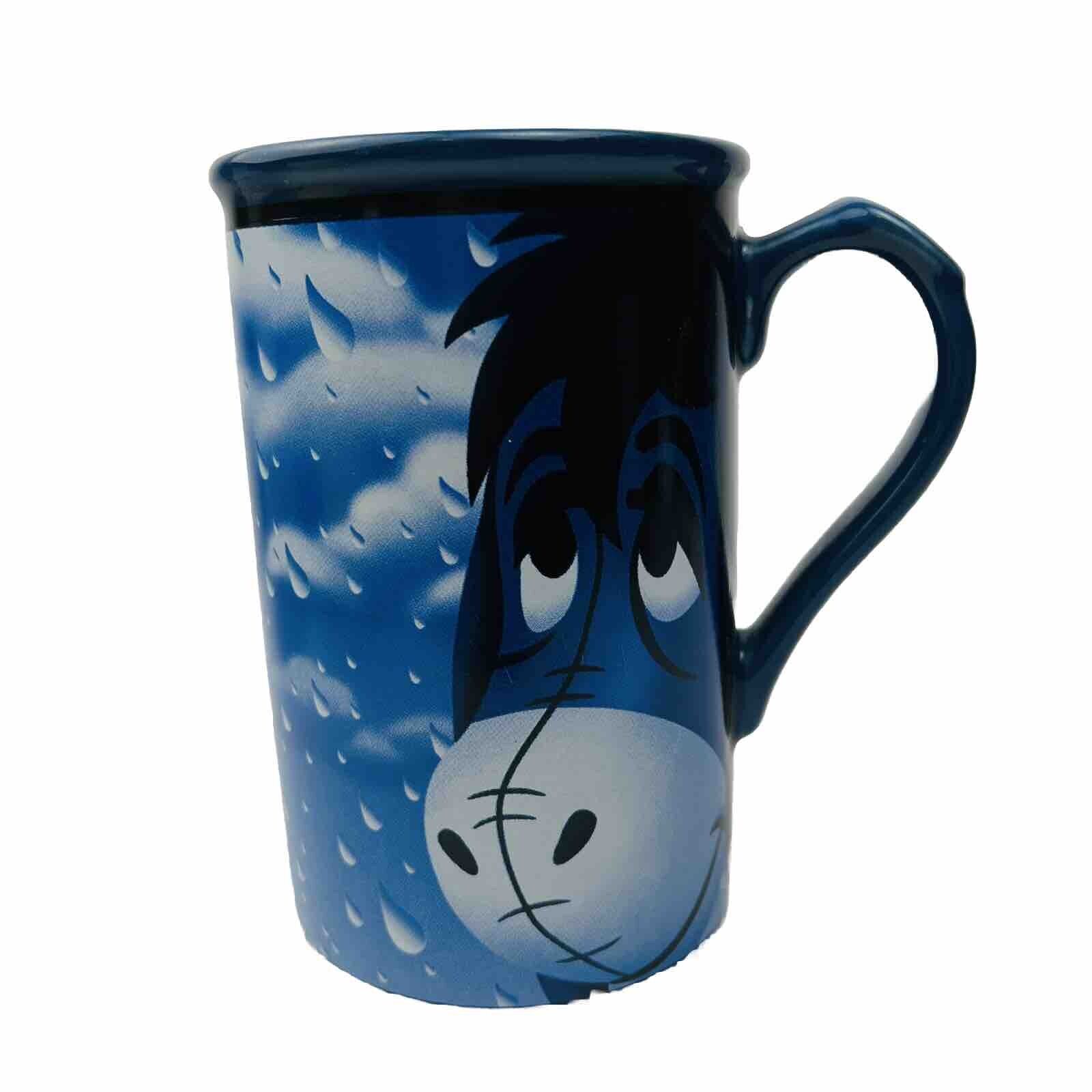 Disney Store Eeyore Popular Pessimist Blue Mug Rain Drops 16 oz