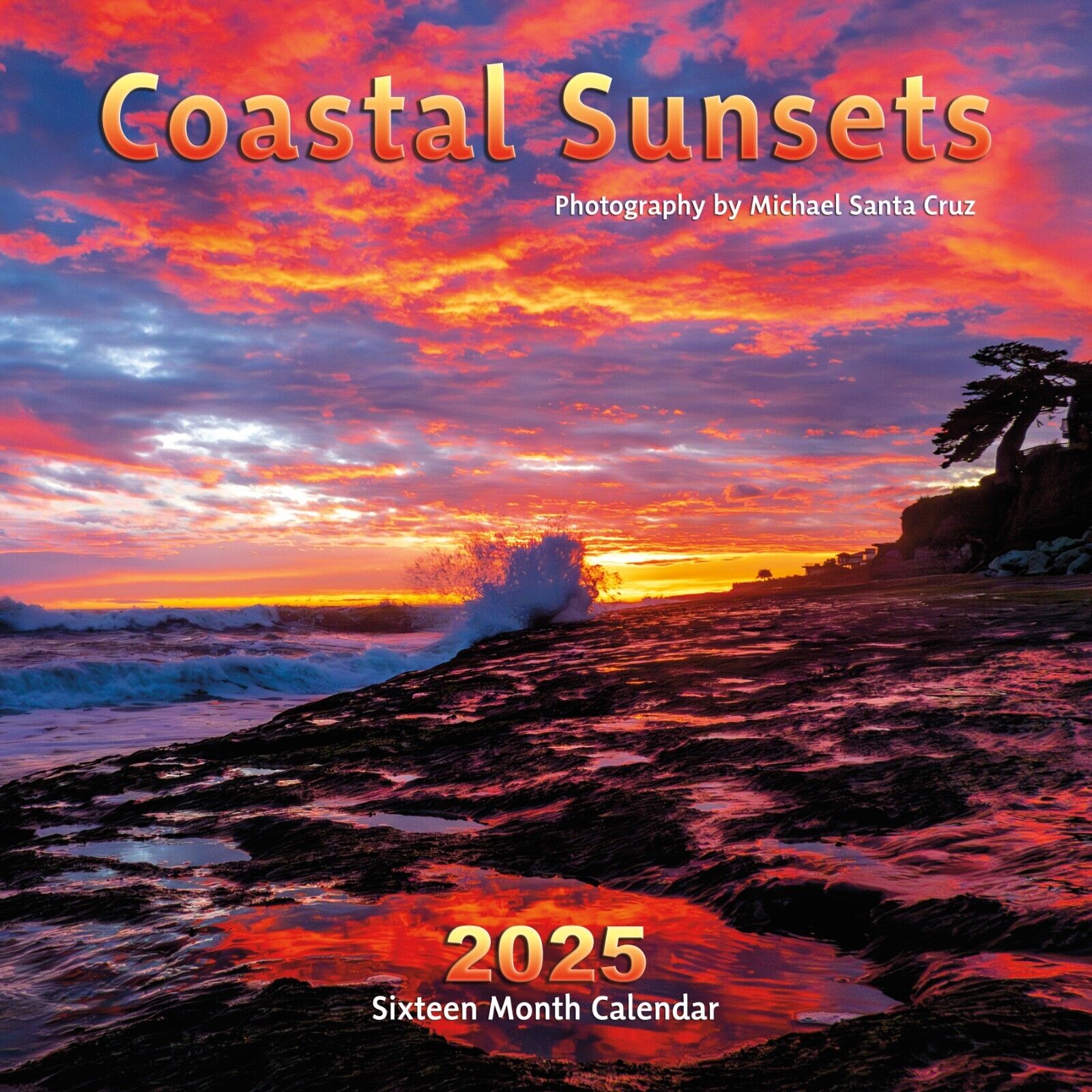 2025 Wall calendar with photography of Coastal Sunsets, California 12x12 inches
