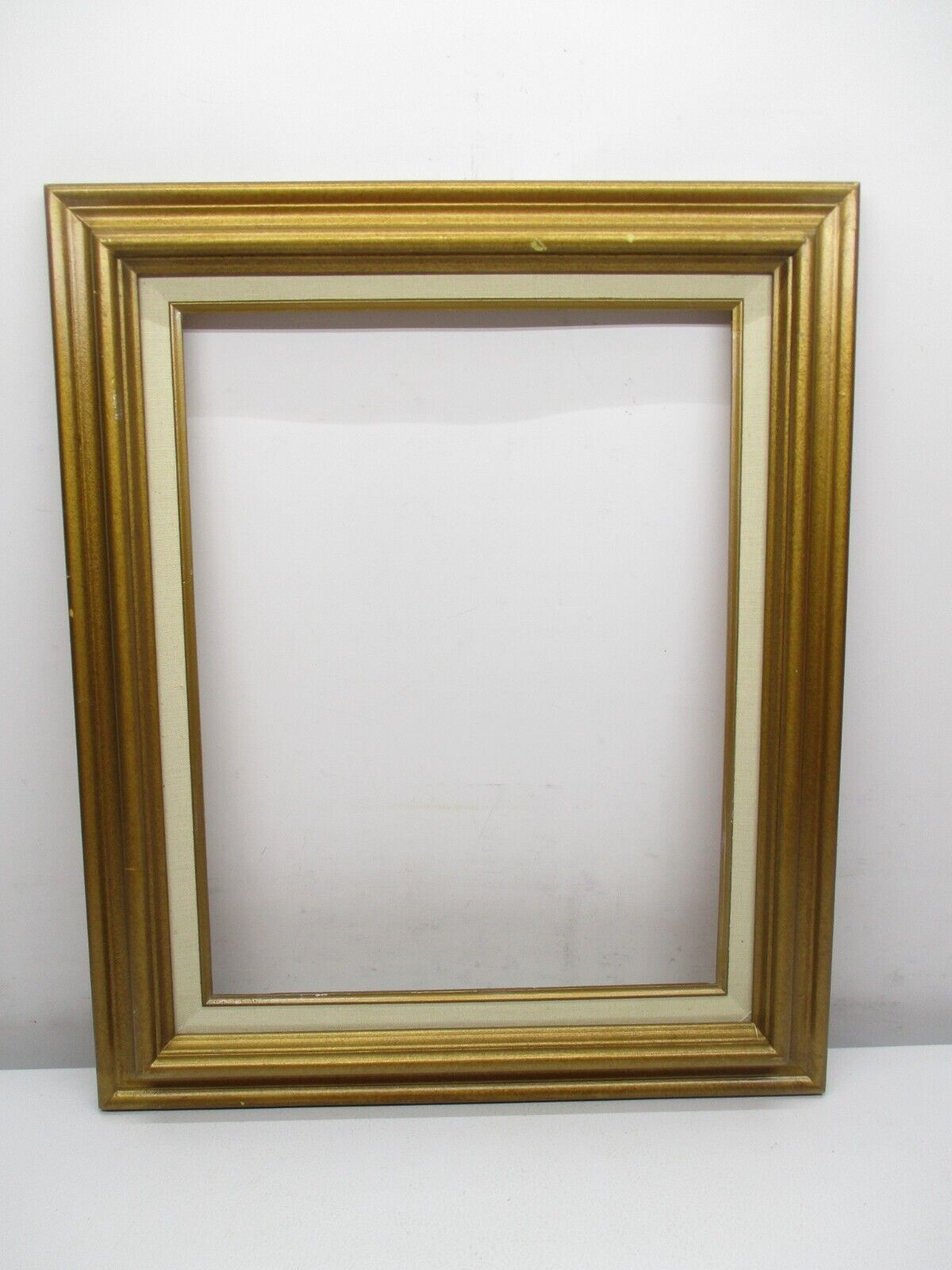 Large Vtg/Old Wide Solid Wood Gold Pic Frame Fits 14 X 18 Measures 20  X 24 \
