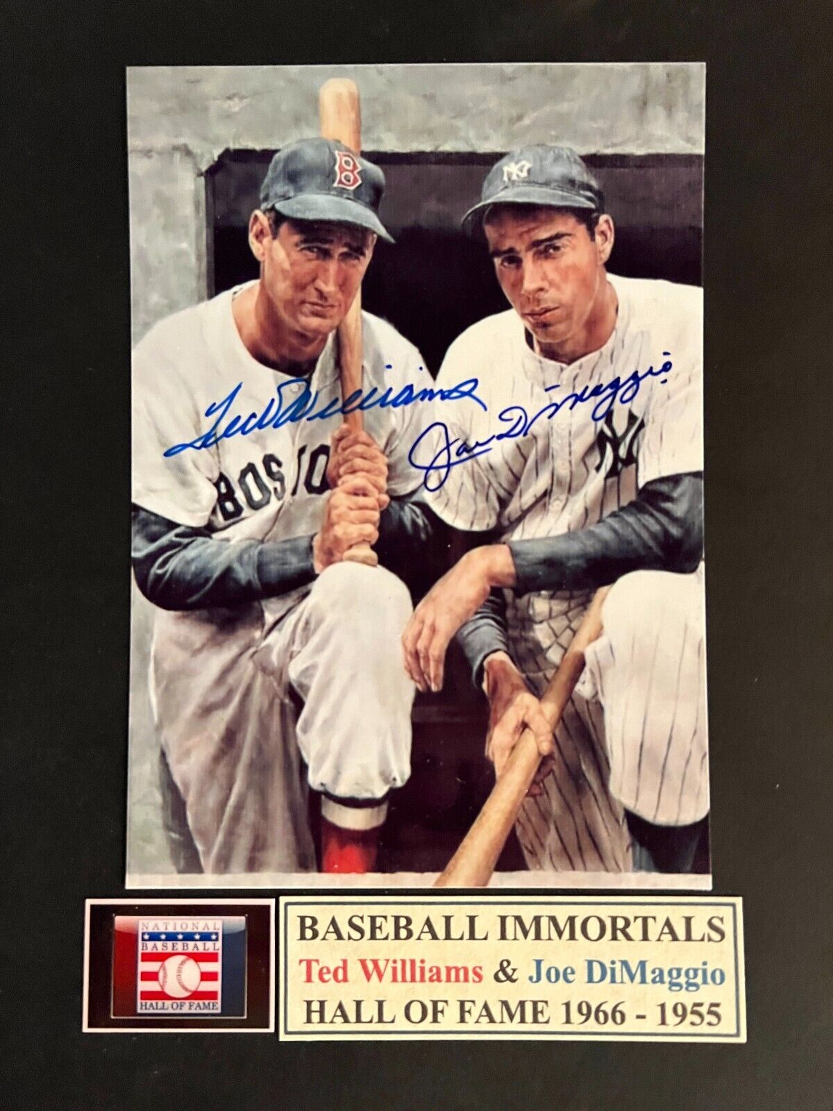 Joe DiMaggio and Ted Williams signed photo. 8x10 inches