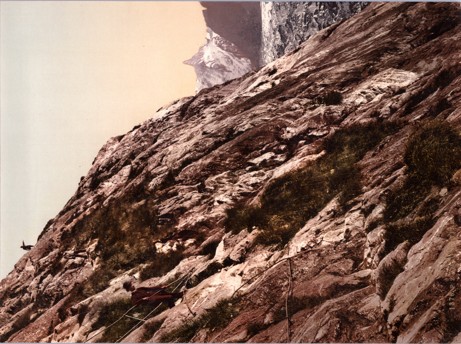 France, Chamonix Valley. The Bad Step.  vintage print photochromie, vinta