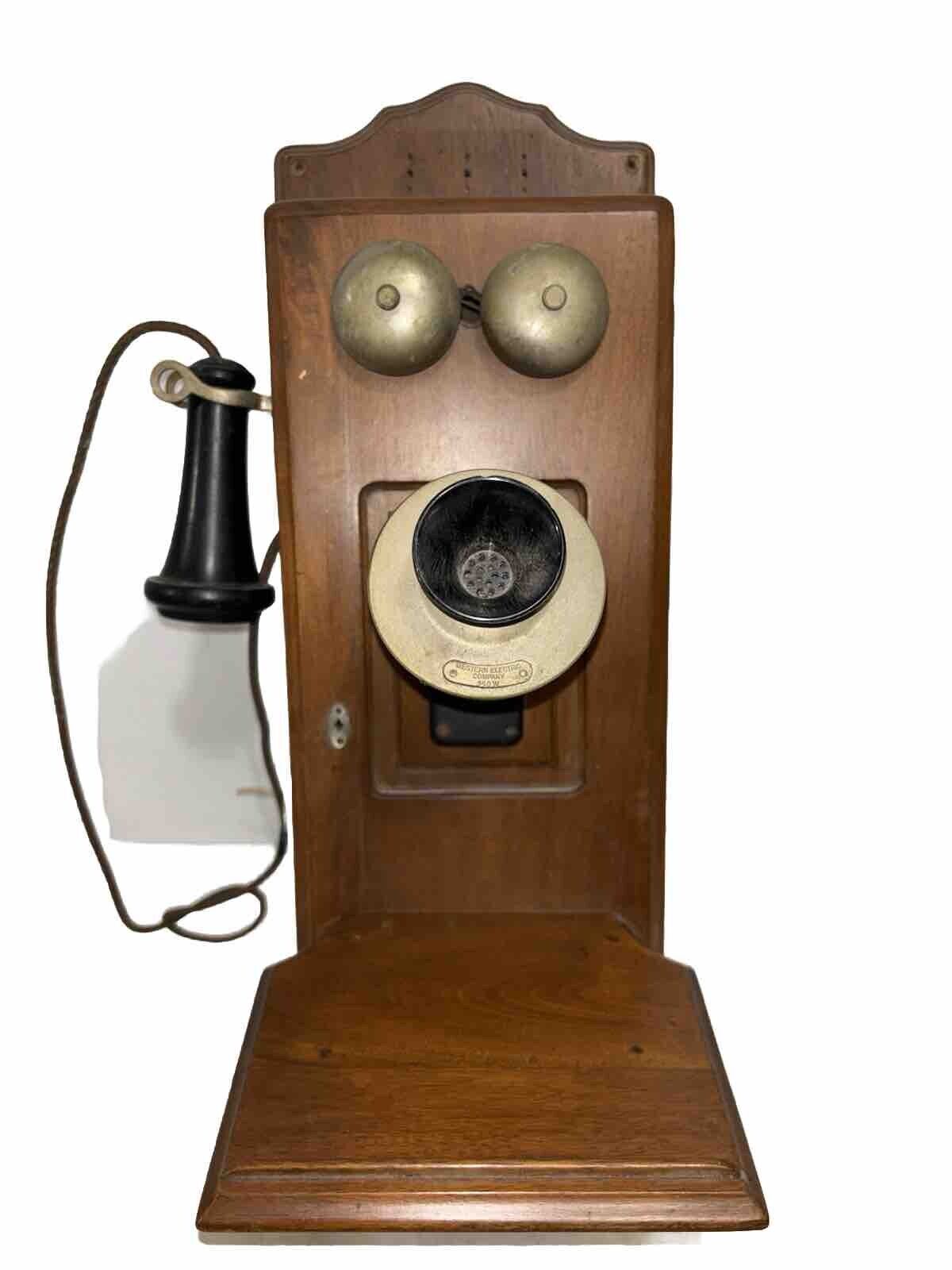 Antique Western Electric Hand Crank Wood Wall Telephone Phone