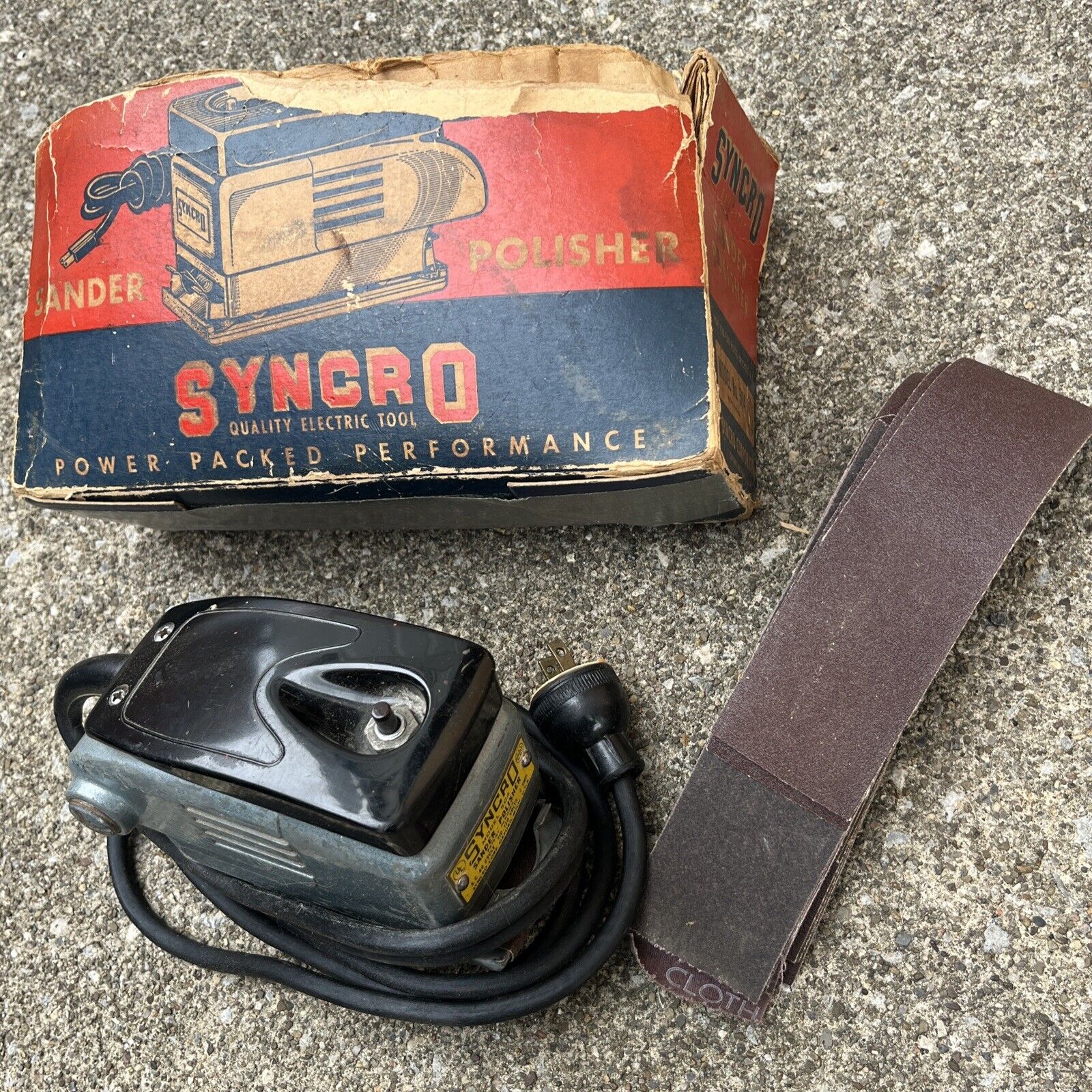 Vintage 1940s Syncro Electric Sander-polisher Model 504 Very Rare W/ Box Works