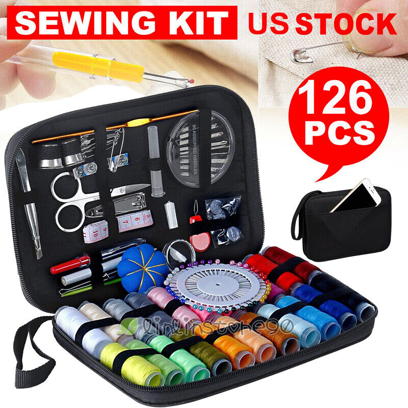 Sewing Set Scissors Accessories Needle Work Storage Box Travel Home Supplies Kit
