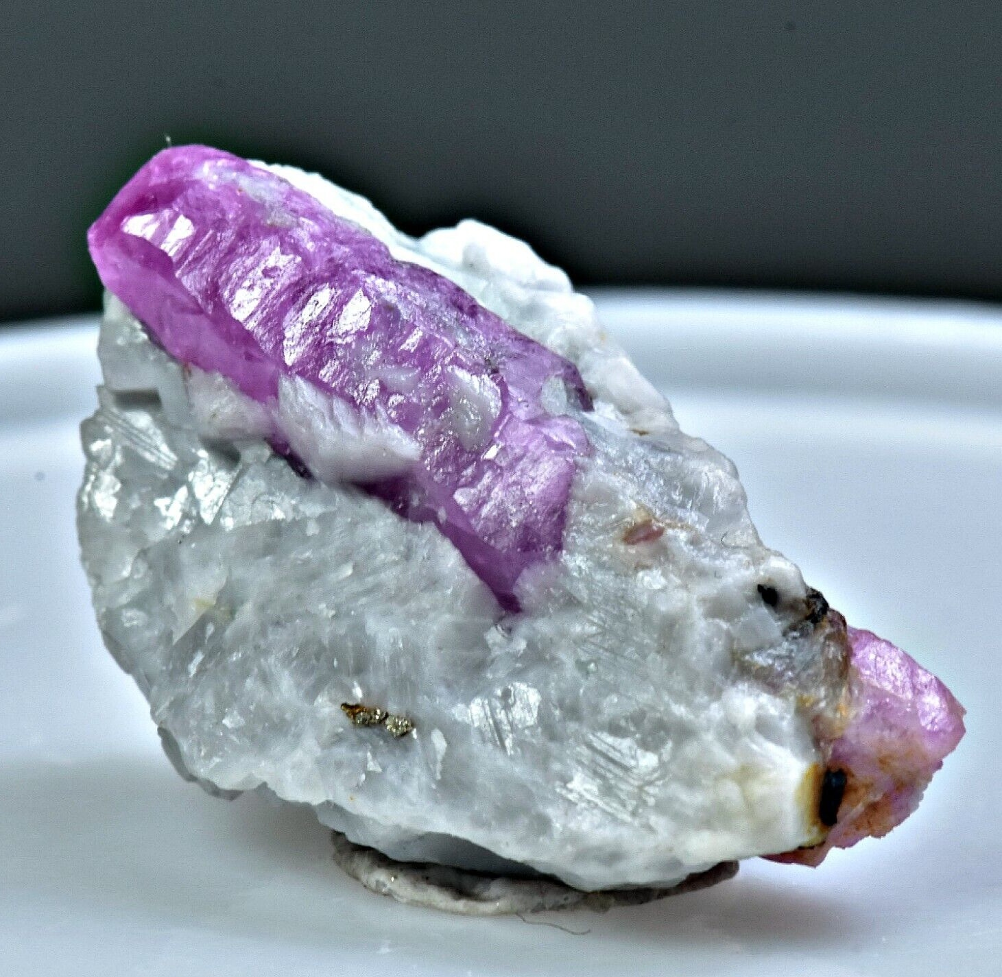 34 Crt Well Terminated Top Huge Ruby Crystal On Calcite Matrix @ Jegdalek Afg