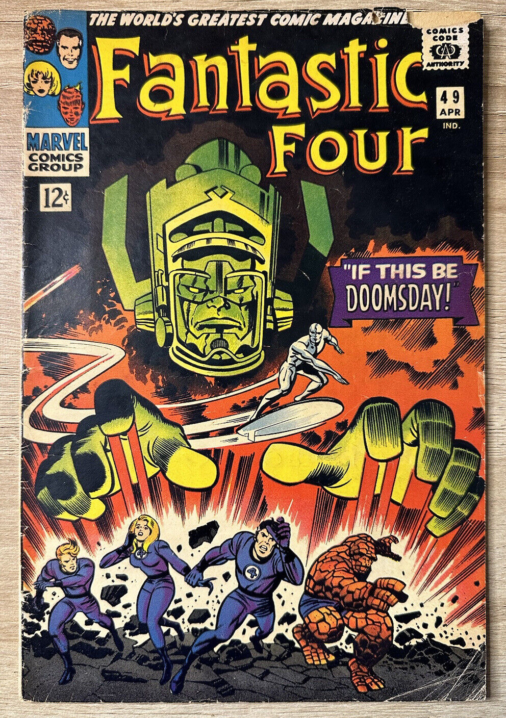 Fantastic Four #49 1st Galactus Low Grade Piece Of Back Cover Missing 1966 Comic