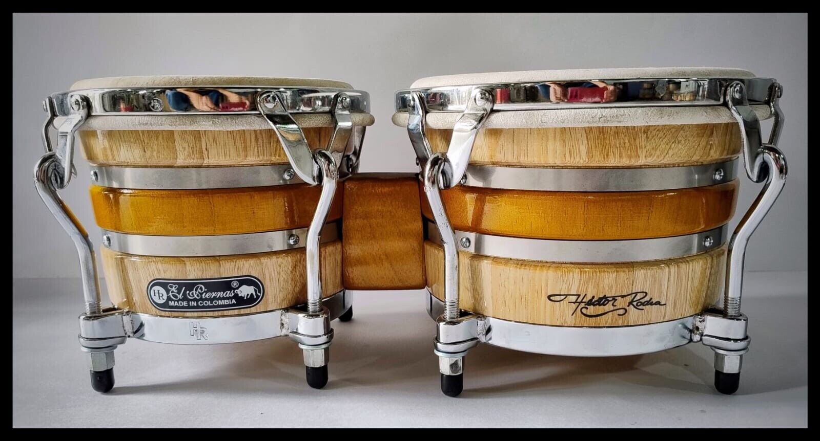This Is A Set Hand Made HR El piernas Bongo From Colombia Natural Wood