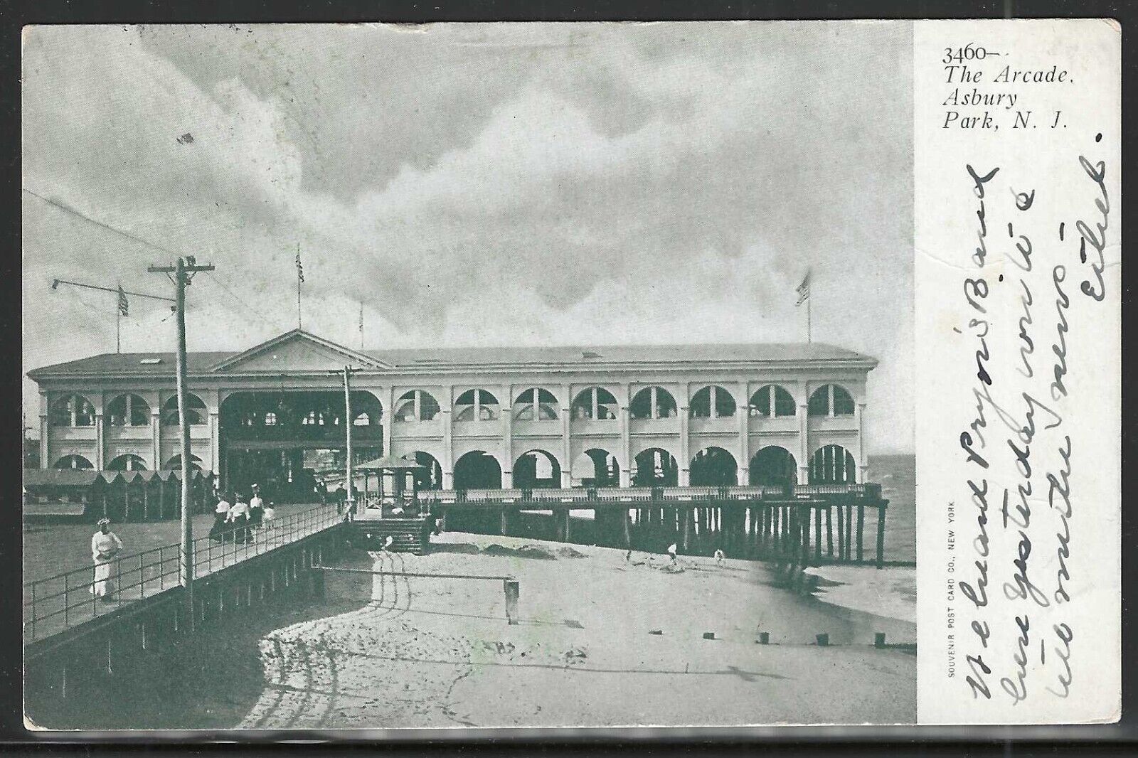 The Arcade, Asbury Park, N.J., Very Early Postcard, Used in 1905