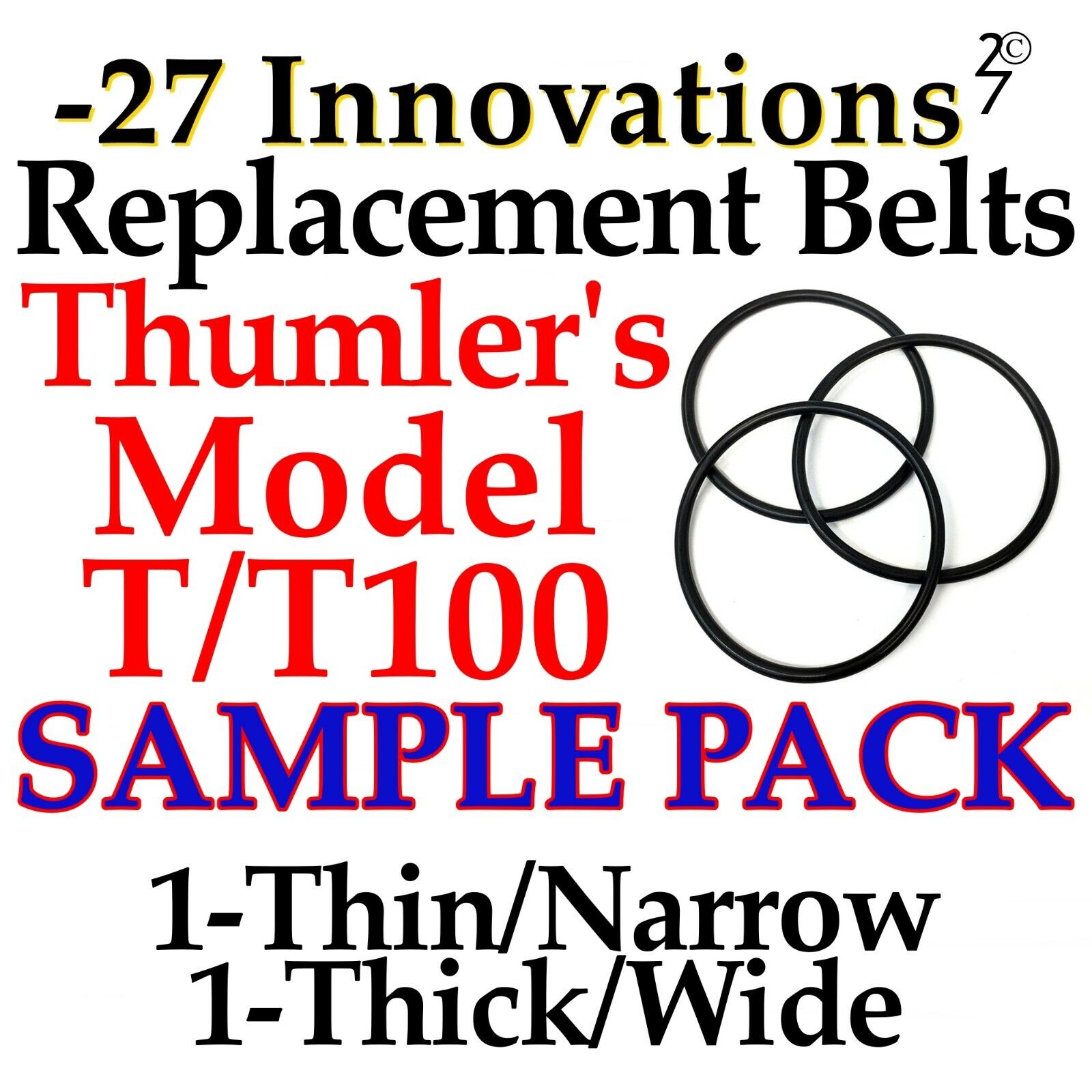 SAMPLE PACK Replacement Drive Belts Thumlers Rock Tumbler Model T-100 Thin &Wide