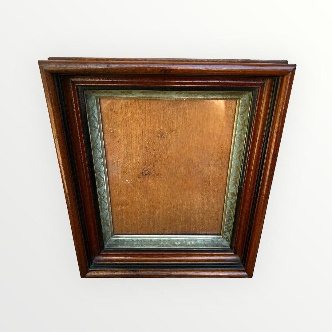 Antique Deep Walnut Marblilized gold gilt 14” x 12” picture frame