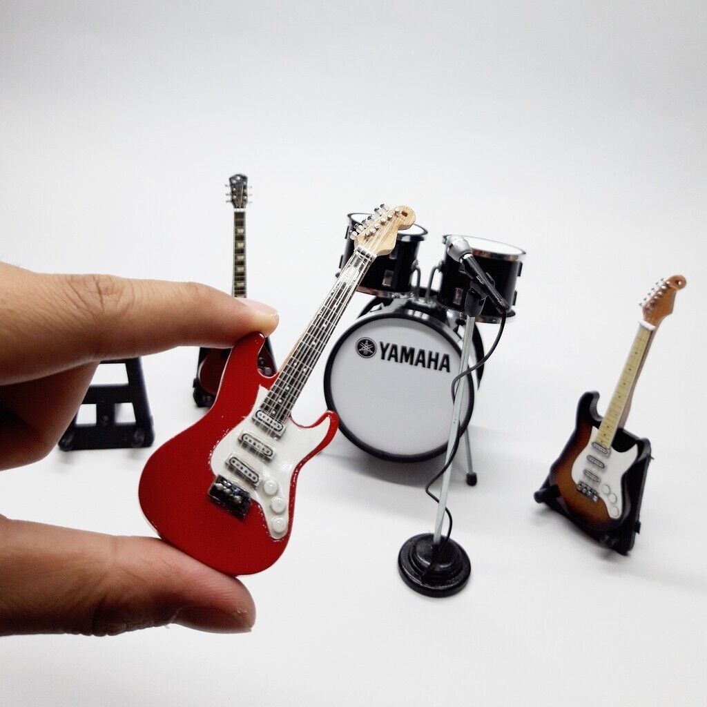 Miniature Intrument Music Guitar Bass Drum Yamaha Black And Mic 1/12 Handycraft