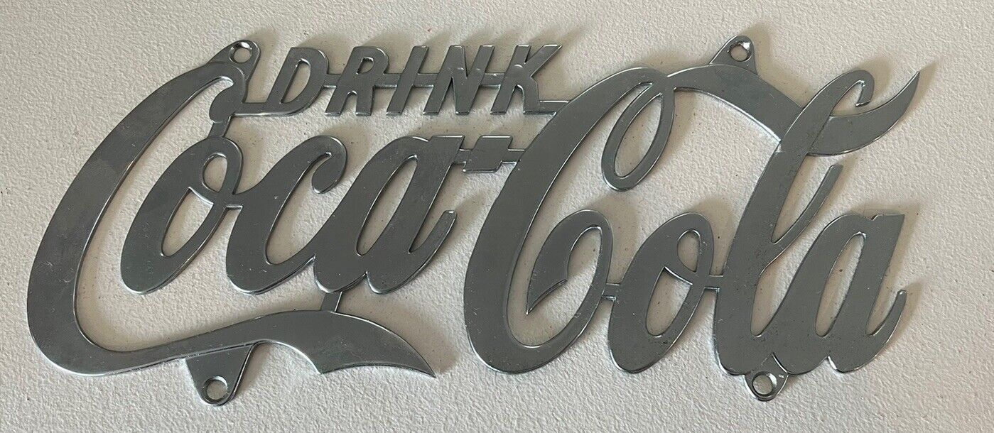 Drink Coca Cola Chrome Script Sign