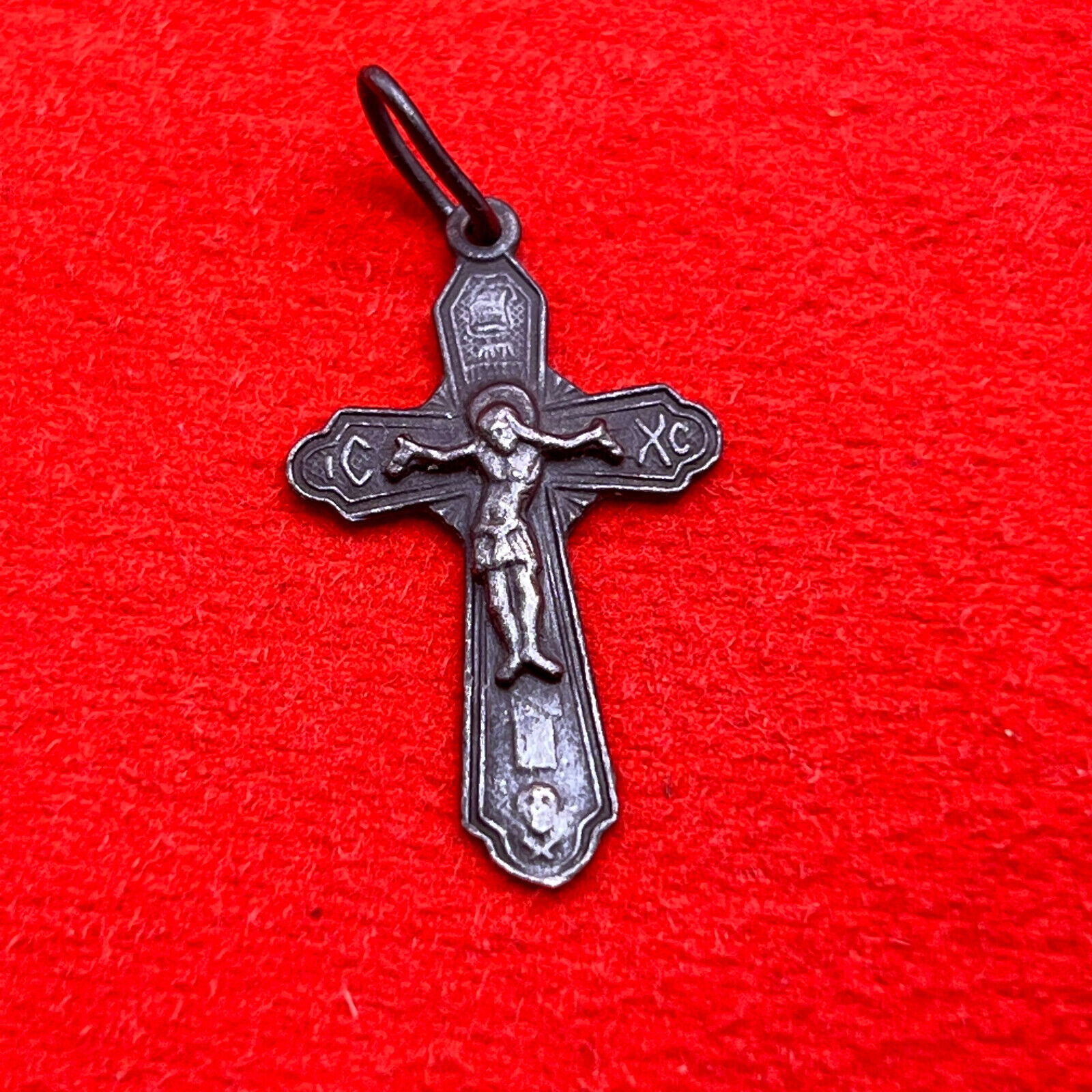 Ancient Silver Pendant Cross Religious Antique Archaeological find