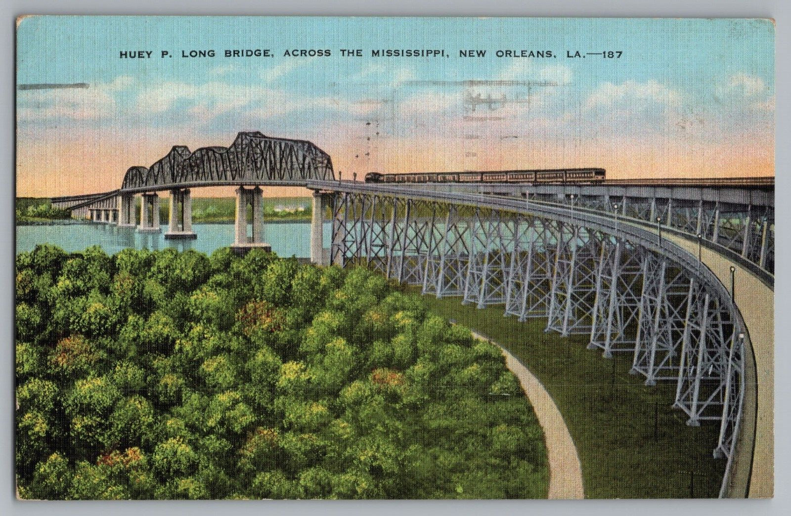 Postcard Huey P. Long Bridge, New Orleans, Louisiana