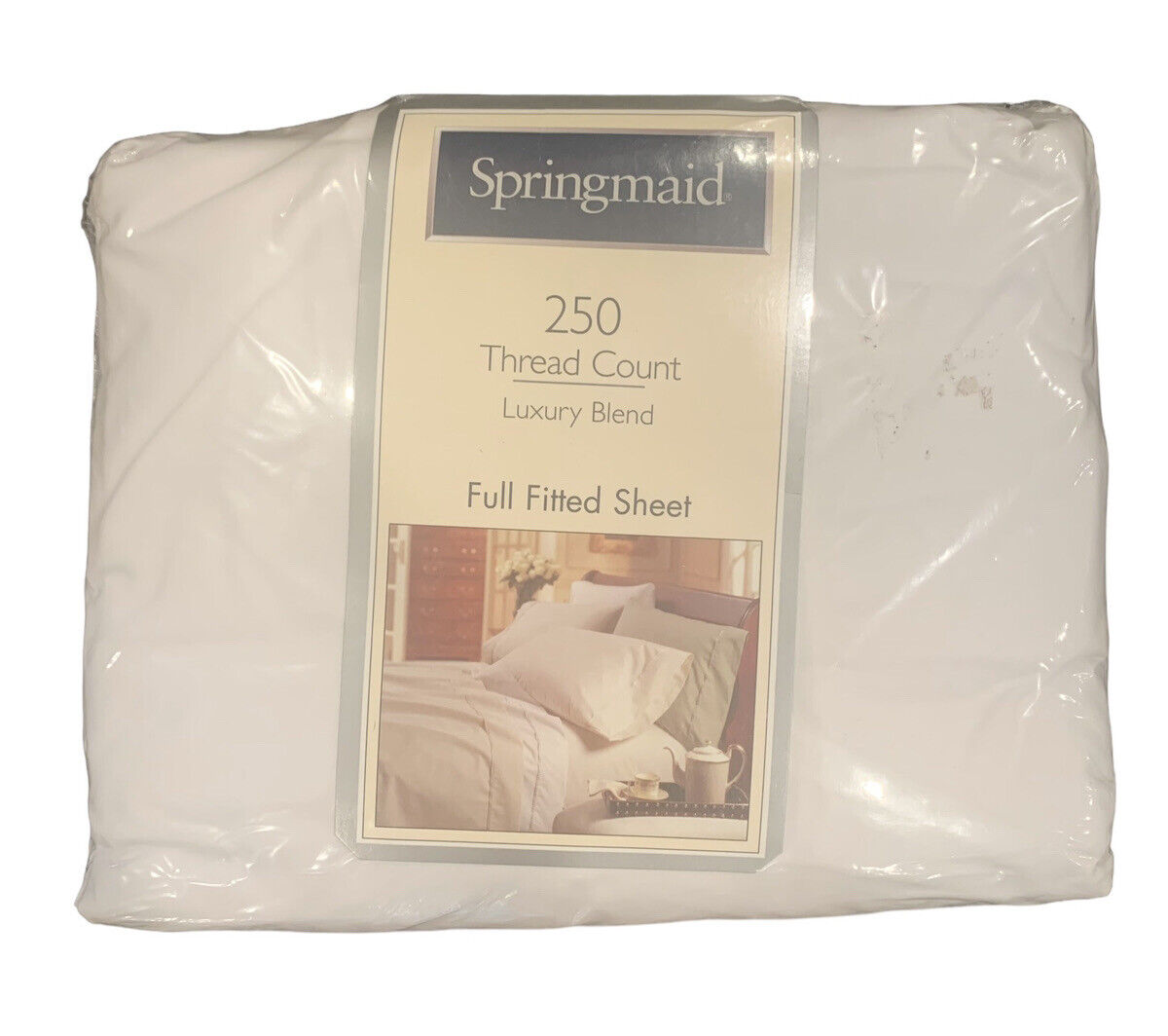 Springmaid Vintage New White Full Fitted Sheet 250 Thread Count
