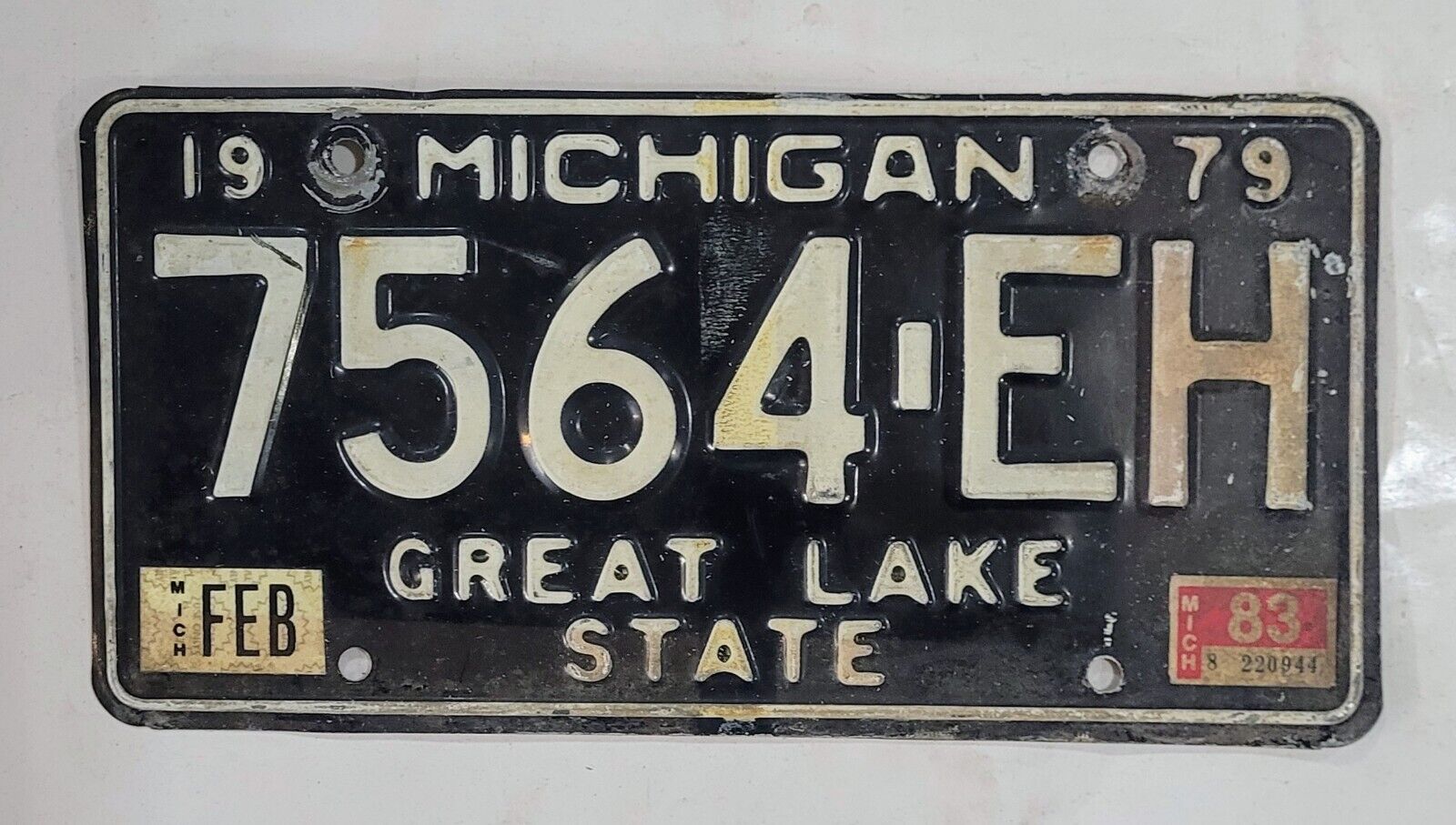 1979 MICHIGAN Vintage License Plate ~ 7564 EH ~ 1983 Sticker 🔥FREE SHIPPING🔥