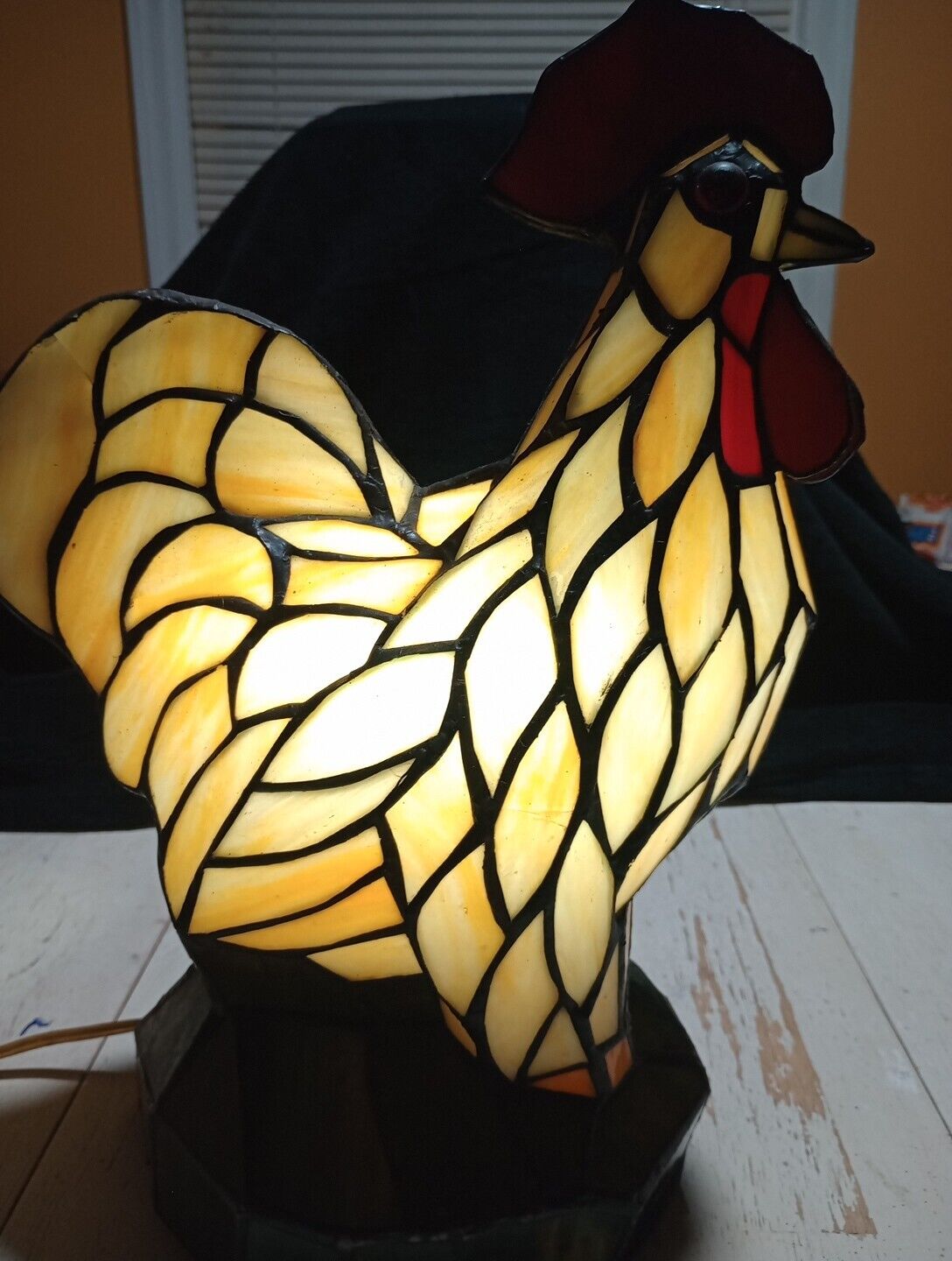 Vintage Stained Glass Rooster Accent Table Lamp 14